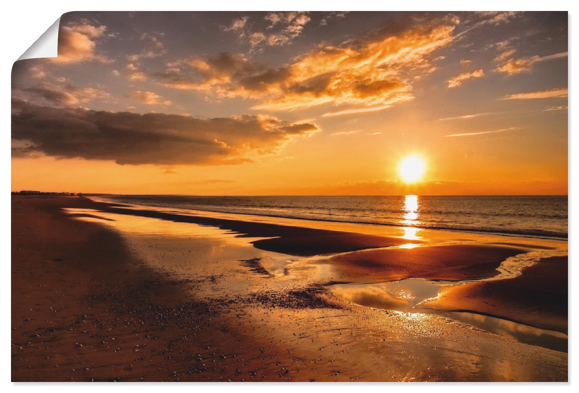 Artland Wandbild "Sonnenuntergang am Mittelmeer", Strand, (1 St.), als Lein günstig online kaufen