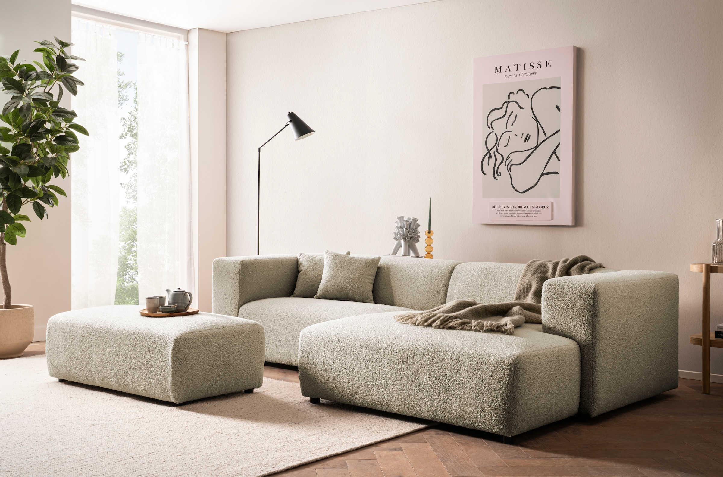 andas Hocker »BAKELS, Polsterhocker in Cord oder Boucle-Stoff«, zur Serie BAKELS, Hocker stellbar zum Schlafsofa (Krokodilverbinder)