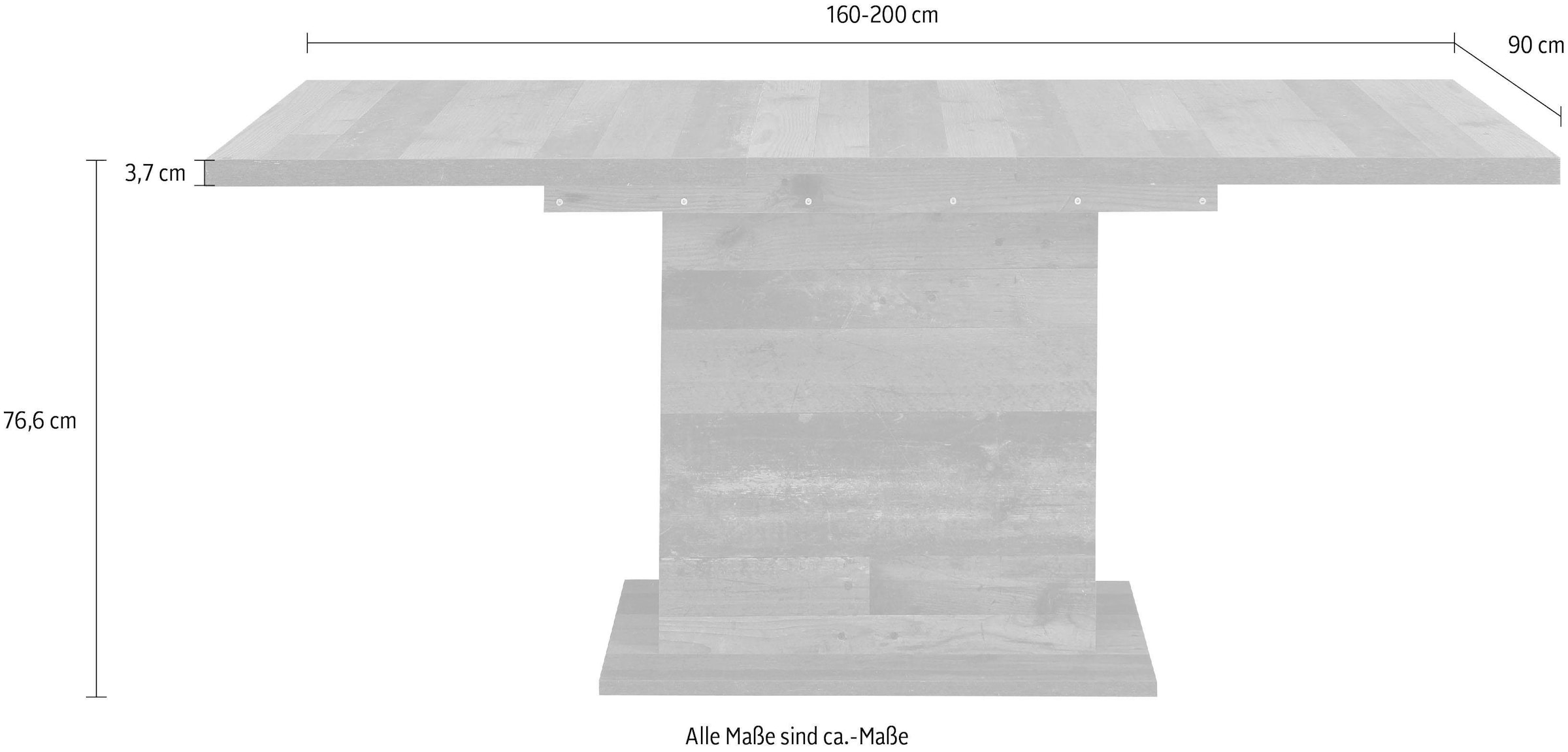 FORTE Esstisch, Breite 160-200 cm ausziehbar