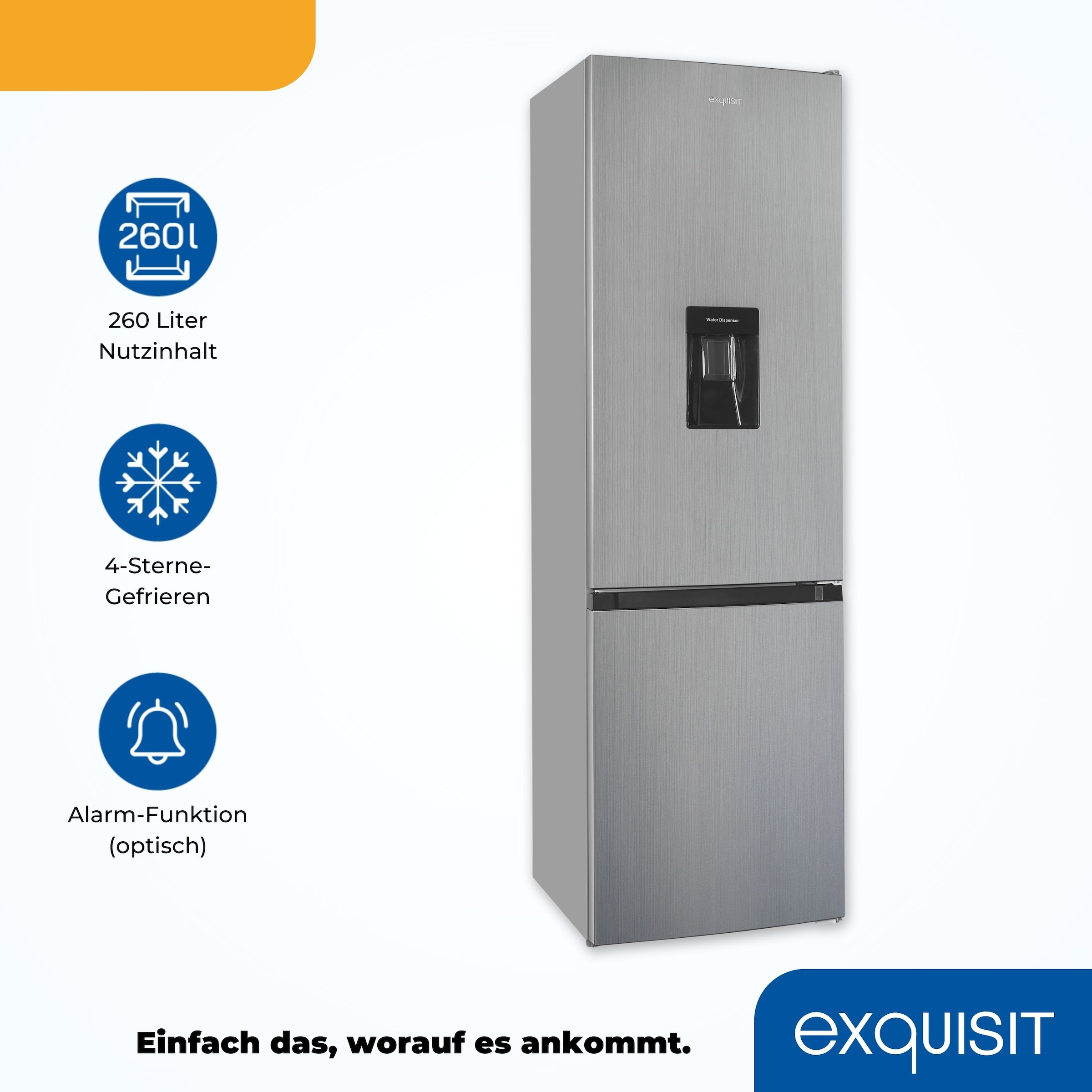 exquisit Kühl-/Gefrierkombination »KGC265-70-WS-040D weiss«, KGC265-70-WS-040D inoxlook, 179,5 cm hoch, 55 cm breit