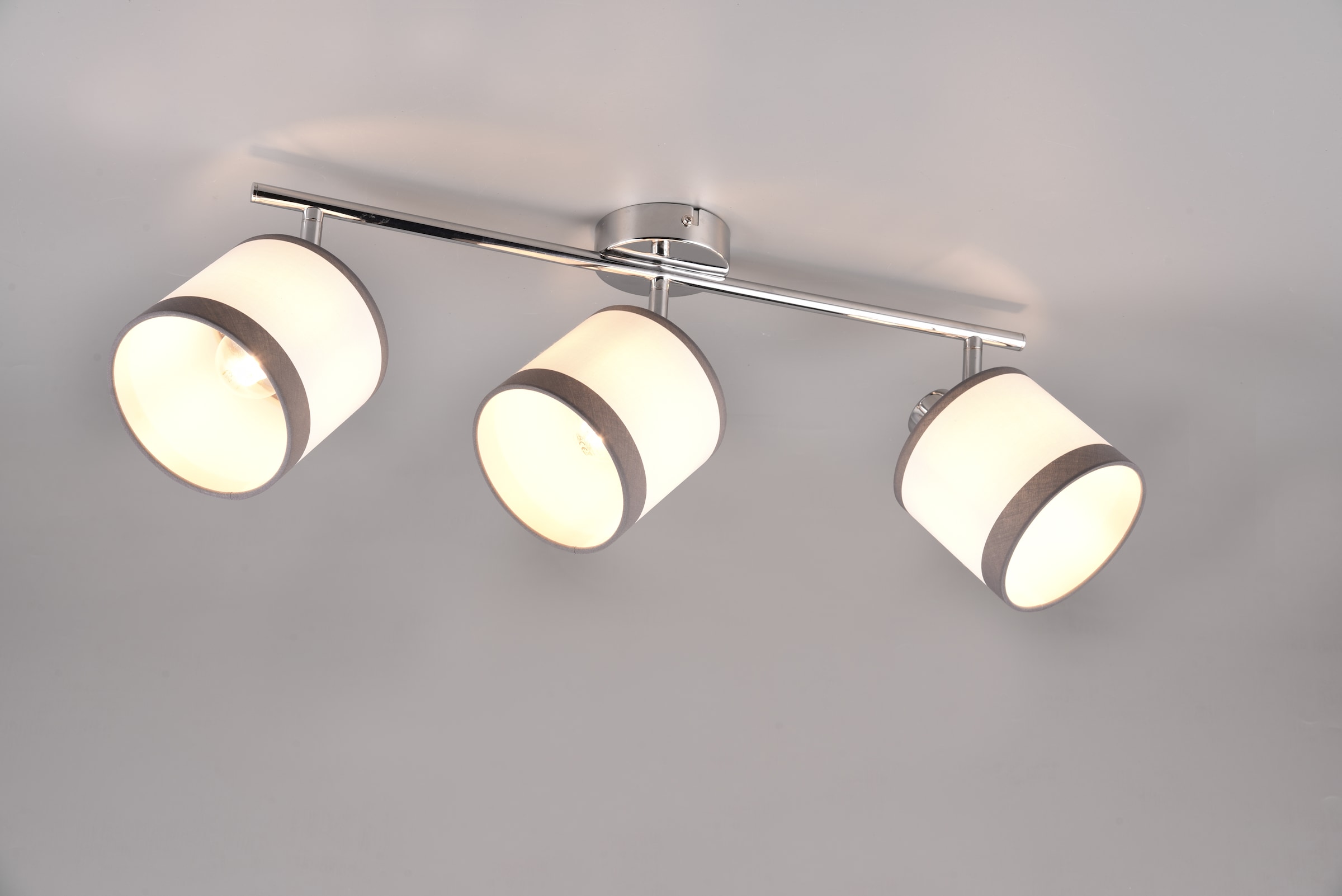 REALITY Leuchten Deckenstrahler »DAVOS, Deckenspot 3-flammig exkl 3xE14 max 10 W Stoffschirm zweifarbig«, 3 flammig, Leuchtmittel E14 | Leuchtmittel wechselbar, Wandspot Deckenspot schwenkbar Leuchtmittel wechselbar Flur Küche
