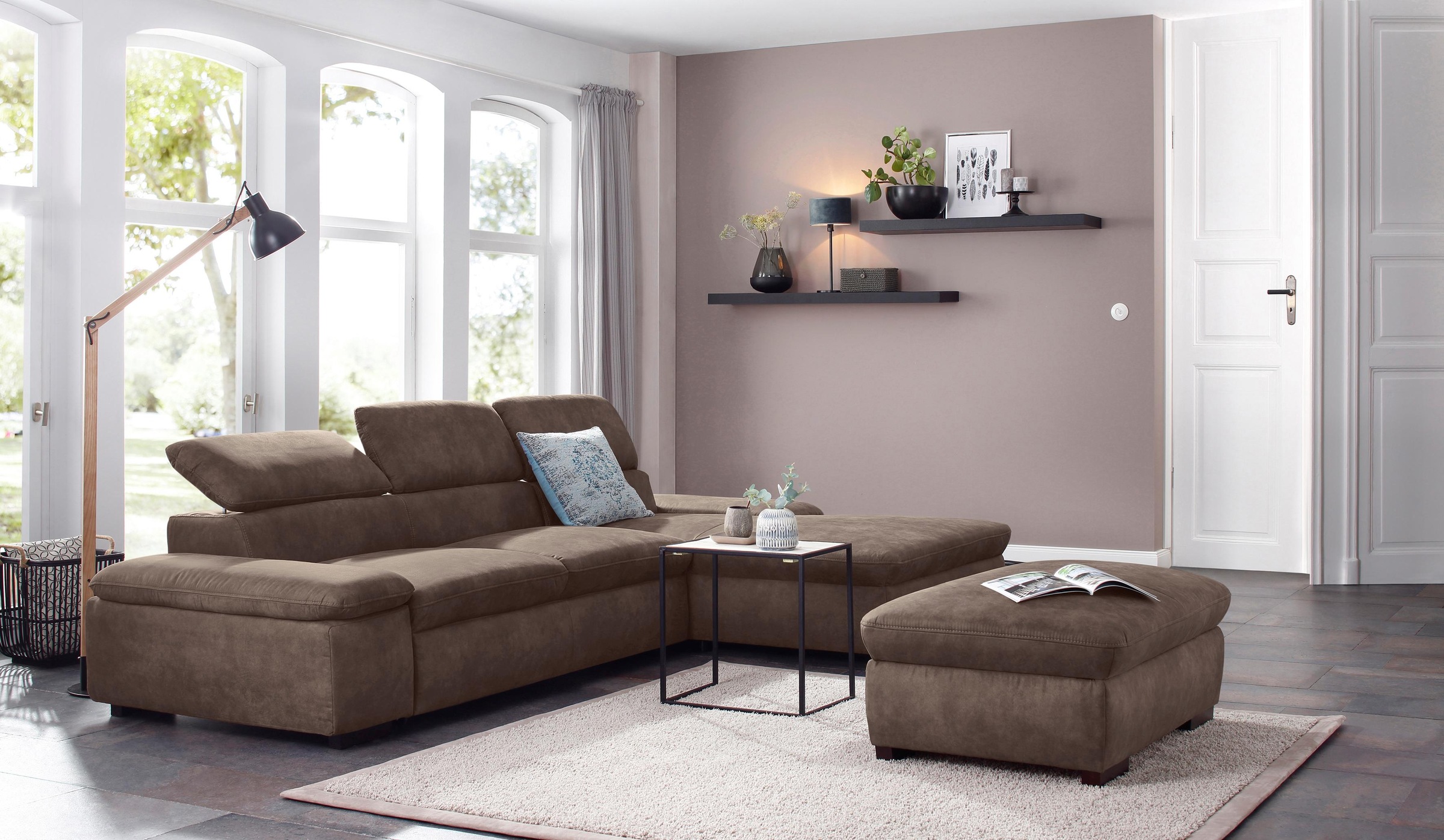 Home affaire Ecksofa »Alberto L-Form«, mit Kopfteilverstellung, wahlweise mit Bettfunktion