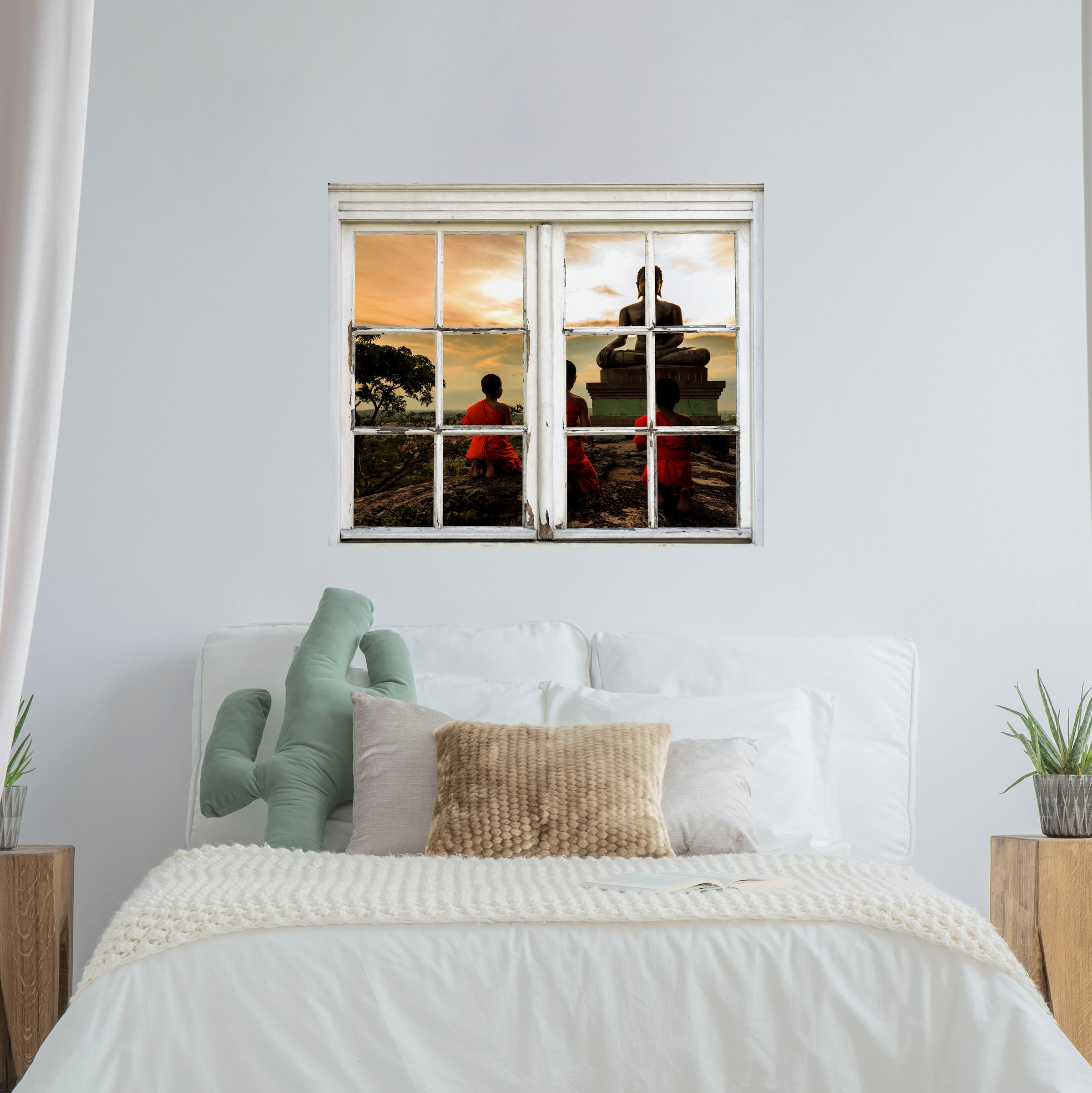 queence Wandsticker »Buddha Figur«, Wandsticker, Wandbild, selbstklebend, Buddha, Beten