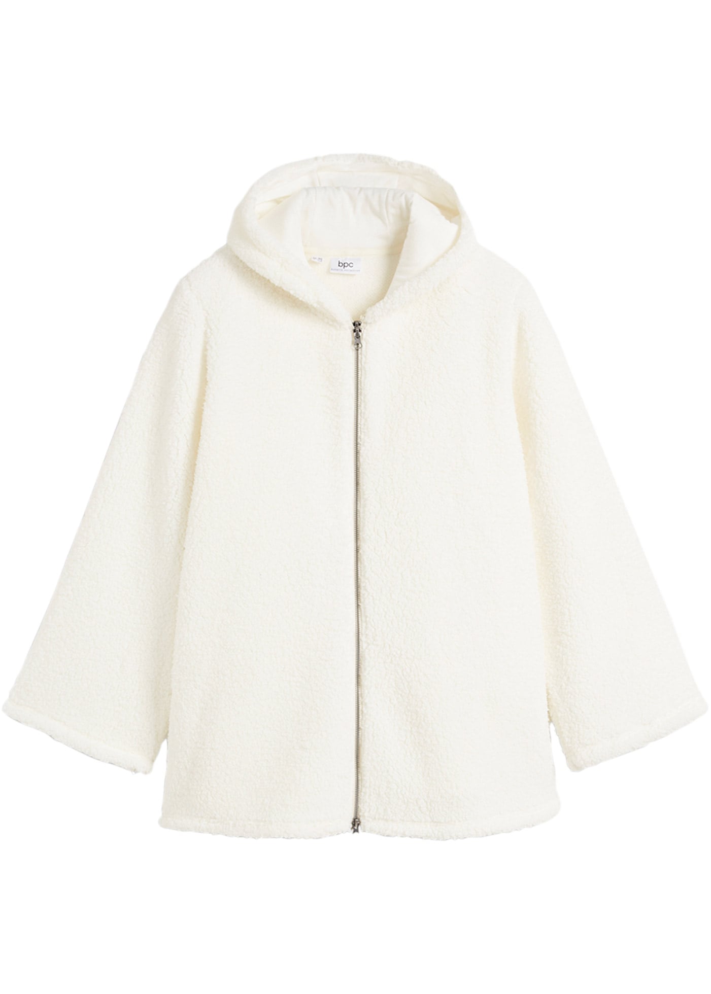 bonprix Fleecejacke mit Kapuze Winterjacke mit Kapuze aus Teddy-Fleece in A-Linie mit Seitenschlitzen