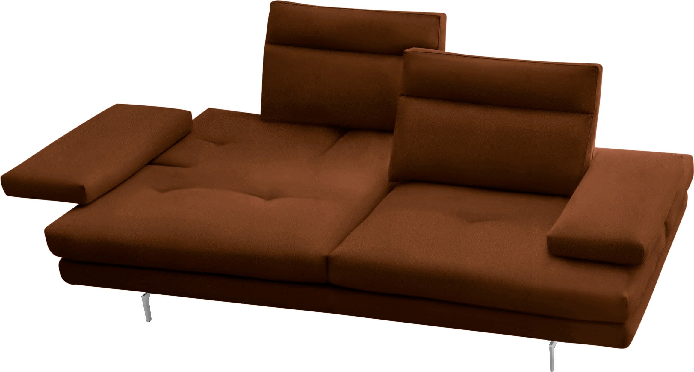 CALIA ITALIA 3-Sitzer »Toby Wing, Designsofa mit hohem Sitzkomfort, bequem und elegant«, inklusive Sitztiefenverstellung, Füße in Chrom glänzend