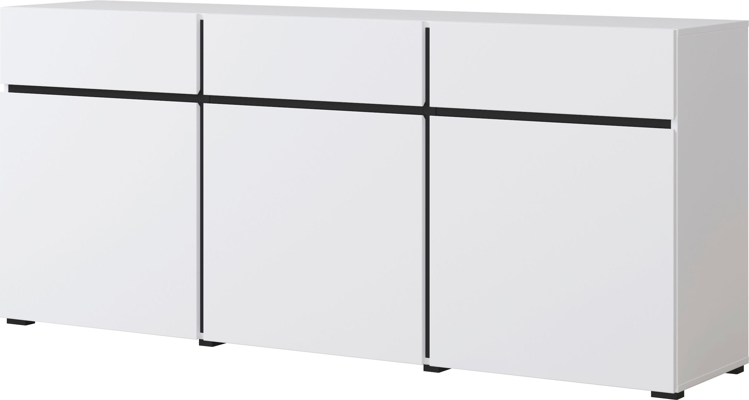 INOSIGN Kommode »Cross,Breite 180 cm, moderne grifflose Kommode,3 Türen/3 Schubkästen«, Schubladenschrank mit viel Stauraum, Einlegeböden verstellbar