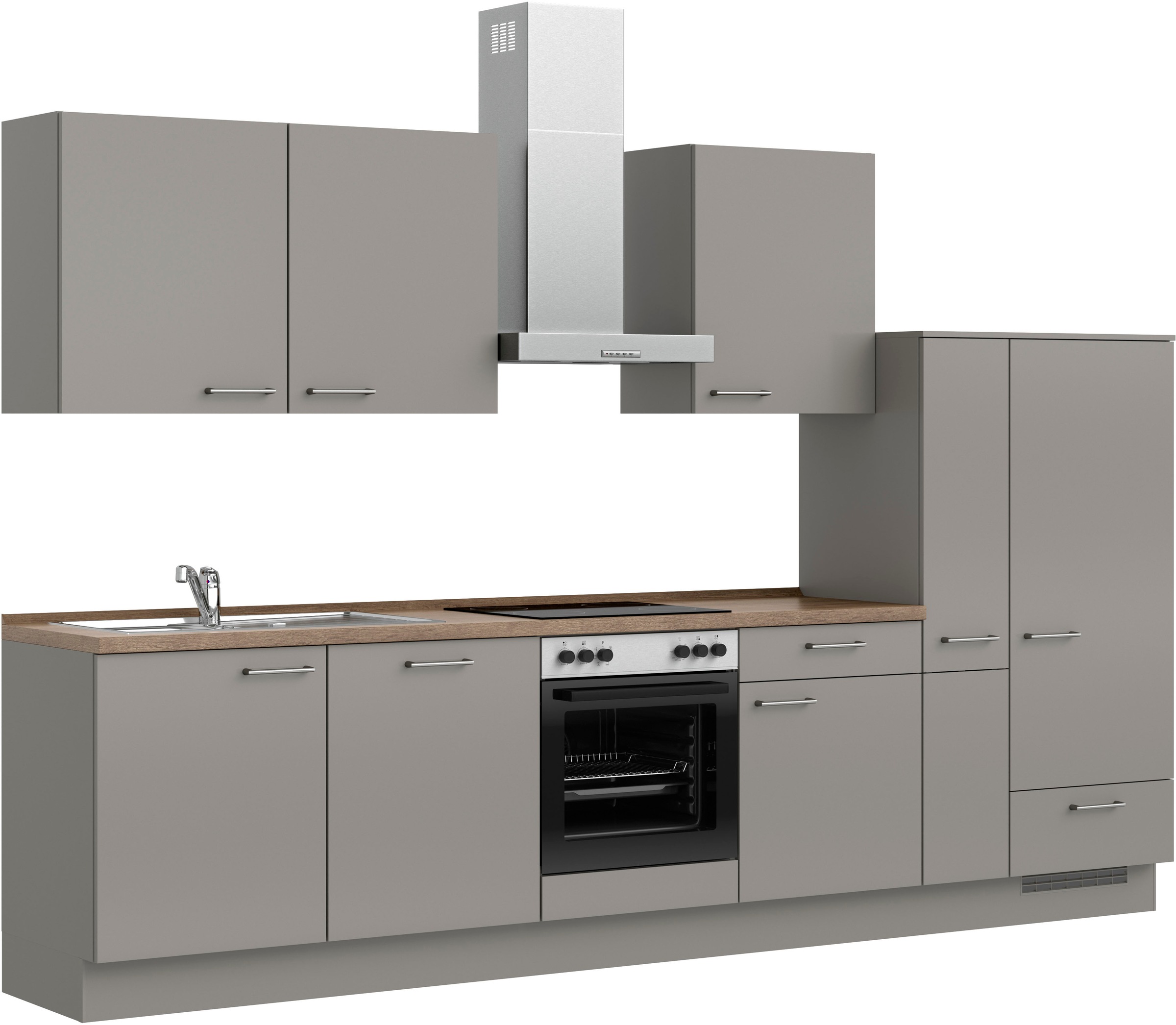 nobilia® Küchenzeile »"Laser I", Ausrichtung wählbar, Breite 330 cm«, vormontiert, wahlw. mit unterschiedlichen E-Geräten-Sets