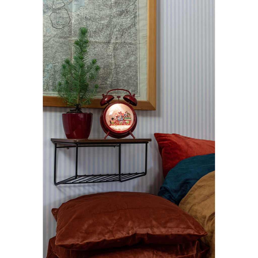 KONSTSMIDE LED Laterne »Weihnachtsdeko rot«, 1 flammig-flammig, LED Wecker mit Schneemann und Zug, wassergefüllt