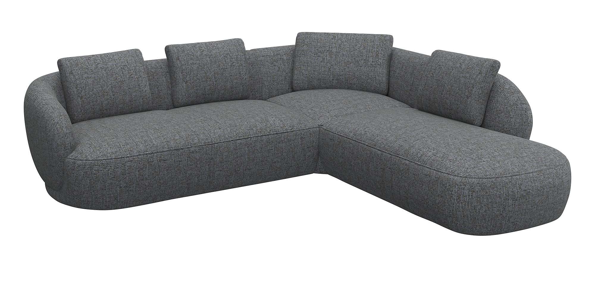 FLEXLUX Ecksofa »Torino, rund, L-Form, Sofa-Ecke mit Ottomane«, Modernes, o günstig online kaufen