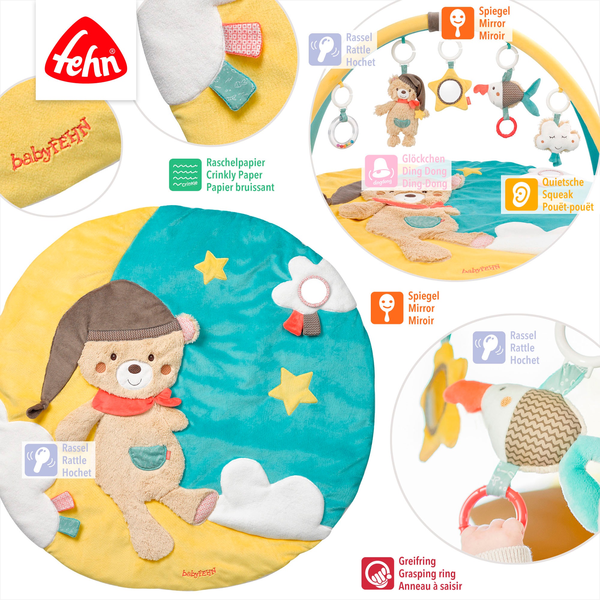Fehn Spielbogen »Bruno, 3-D-Activity-Decke«, mit Krabbeldecke