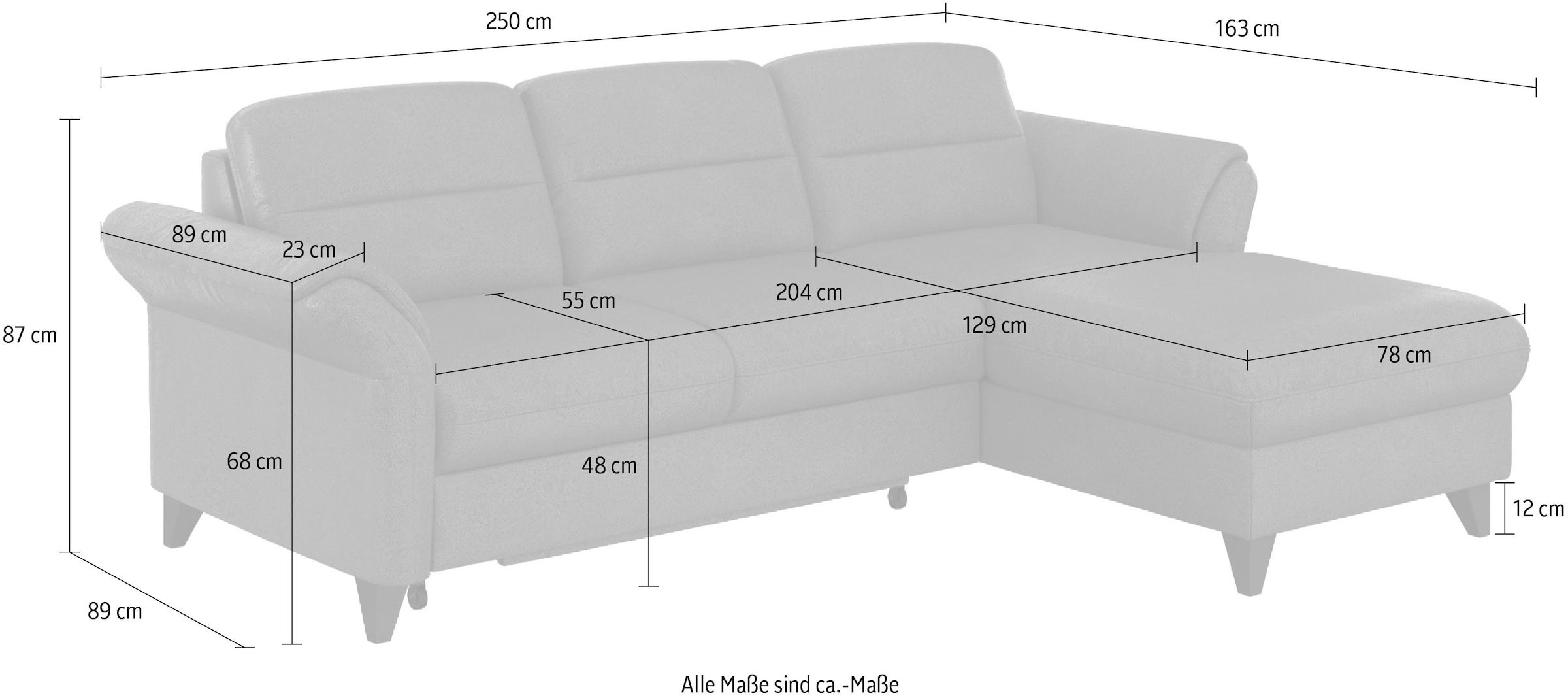 sit&more Ecksofa »Mellum L-Form«, Federkern, wahlweise mit Bettfunktion, Bettkasten und Armteilfunktion