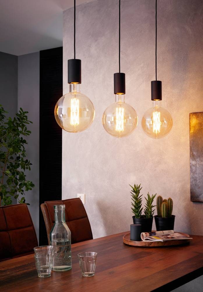 EGLO Hängeleuchte »POZUETA«, 3 flammig, Leuchtmittel E27 | ohne Leuchtmittel, Hängelampe Vintage, Stahl in Schwarz, Esstischlampe, E27, L 84 cm
