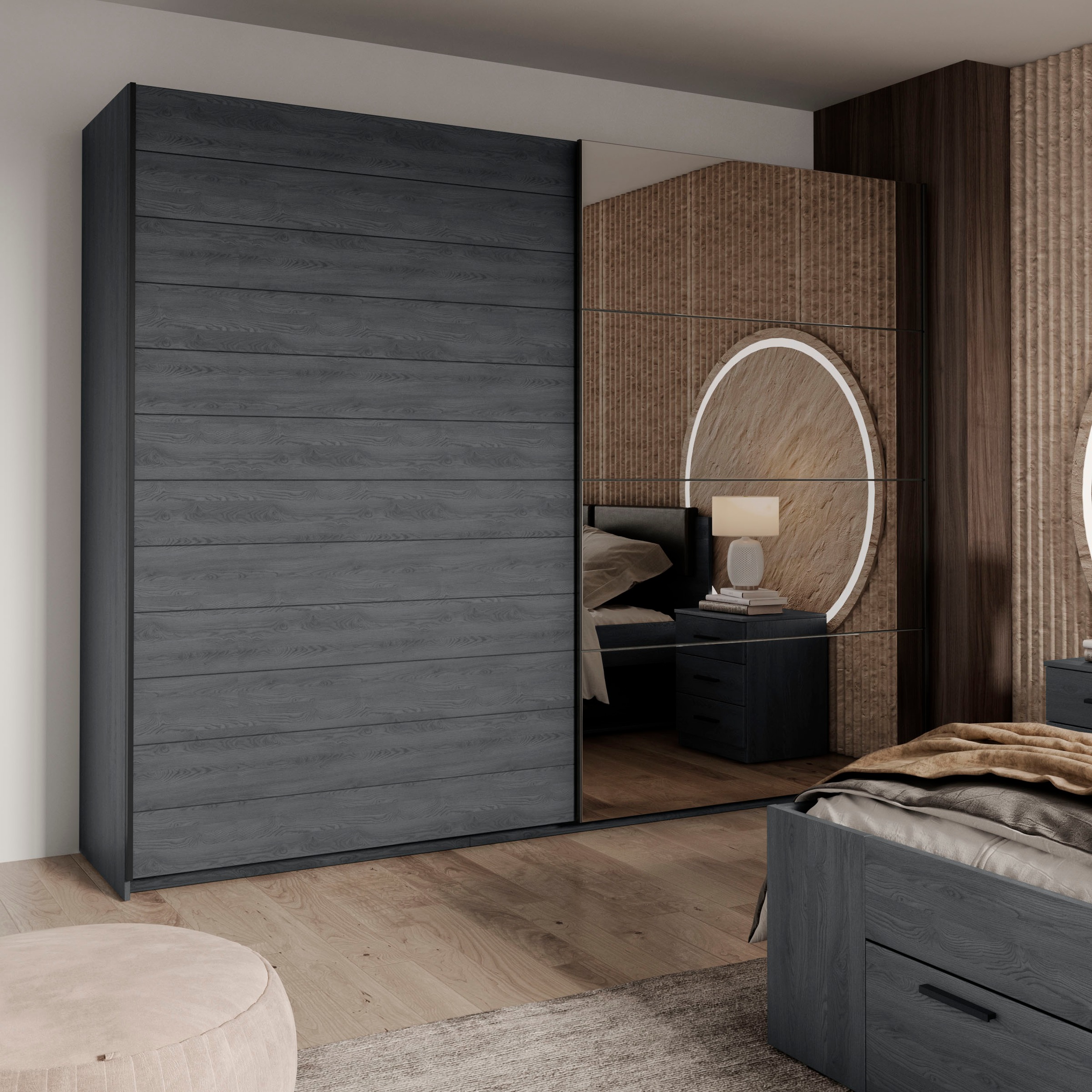 INOSIGN Schwebetürenschrank »Galaxy Kleiderschrank, Wäscheschrank 200, 220 oder 270cm breit«, INKLUSIVE kompletter Innenausstattung, Metallgriffe