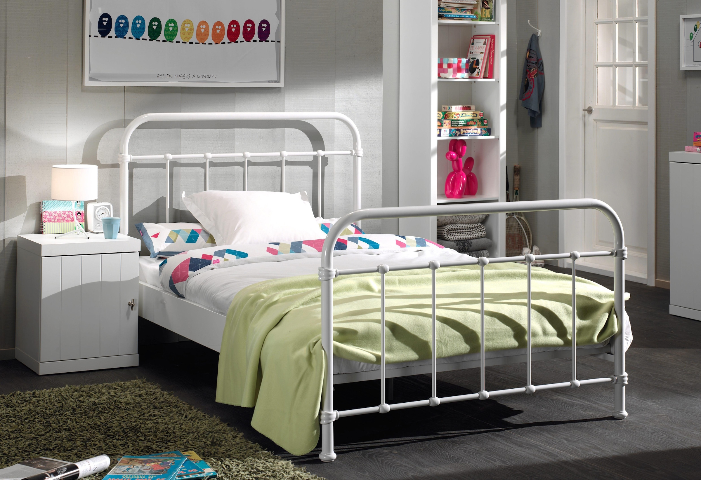 Vipack Einzelbett »New York, Bettgestell Metall, Pulverbeschichtet, In Zeitlosem Design« H/T Ca. 100x210cm, Inkl. Lattenrost, Sehr Stabil Gebaut,