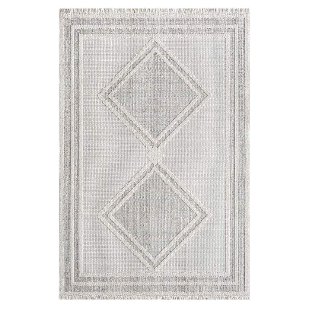 Carpet City Teppich »LINDO 8853«, rechteckig, 11 mm Höhe, Kurzflor, Hochtief-Muster/ 3D-Effekt, Fransen, Boho-Stil, Wohnzimmer