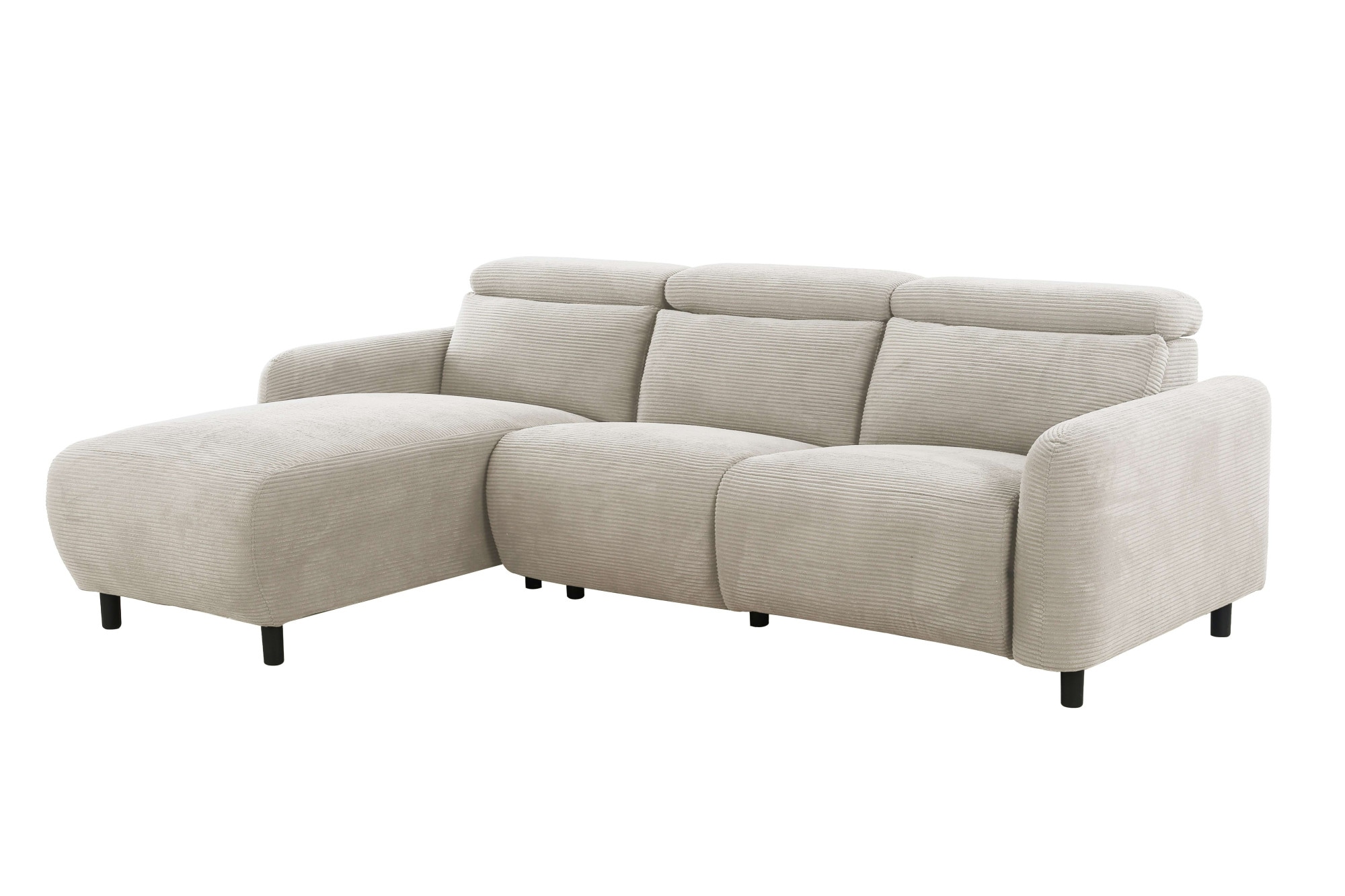Home affaire Ecksofa »SKAANE in Cord, L-Form, 274 cm, manuelle u. elektrische Funktion,«, rundes Design, Kopfteilverstellung, Federkernpolsterung