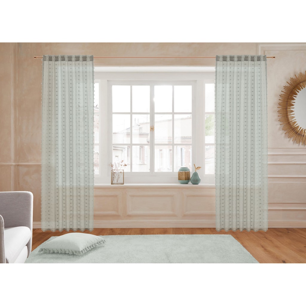 Guido Maria Kretschmer Home&Living Gardine »Belle«, (1 St.), transparent, Scherliqualität mit Fransenoberfläche