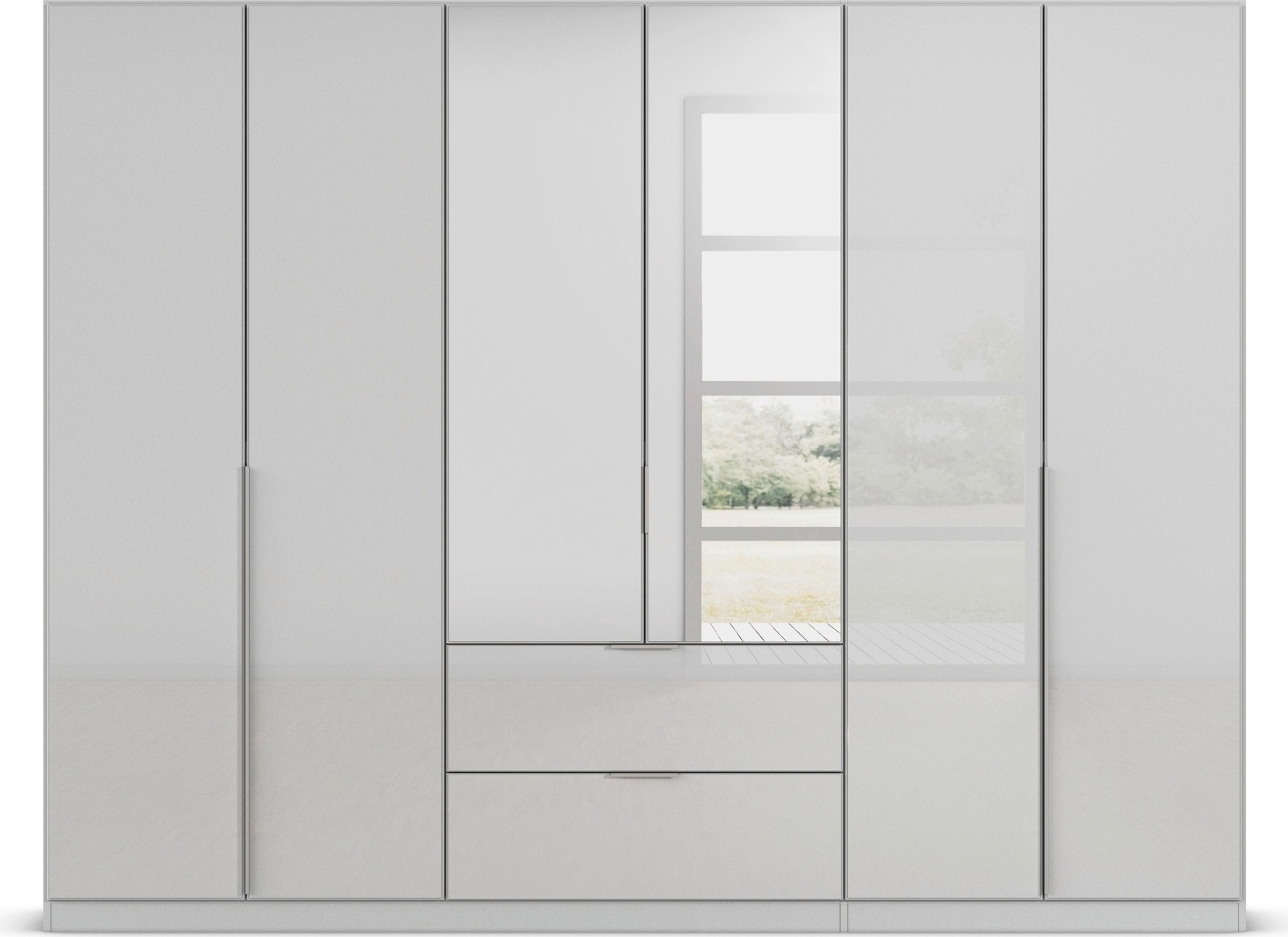 rauch Drehtürenschrank »Kleiderschrank Kleiderschränke Schrank Garderobe AGORDO mit Glasfront«, (in zwei Griff-Farben mit Glasfront), mit Außenschubkästen, in 6 Breiten und 2 Höhen MADE IN GERMANY