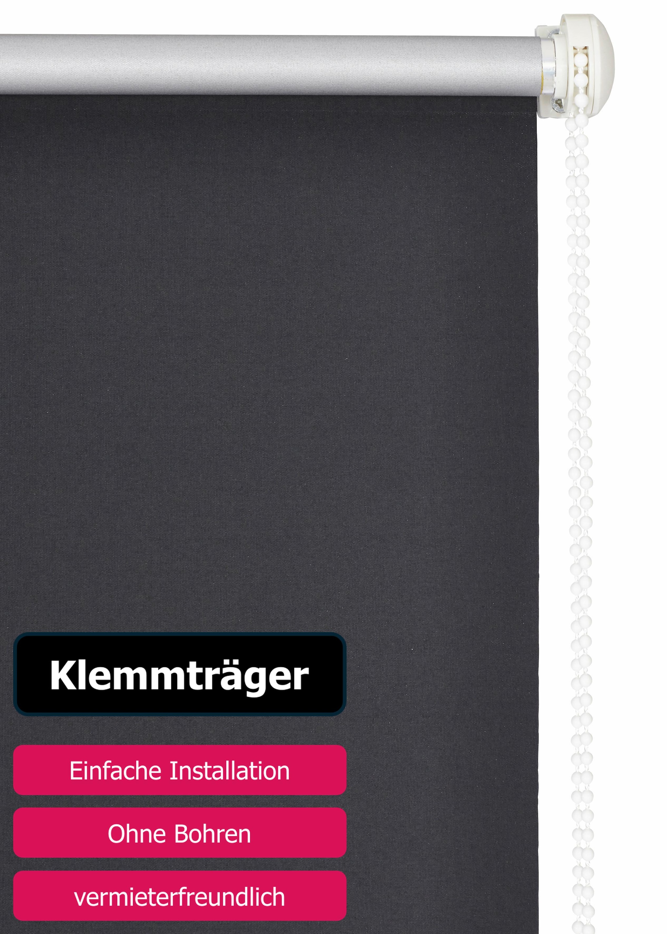 my home Seitenzugrollo »THEMSE«, abdunkelnd, energiesparend-Verdunkelung-Sichtschutz, ohne Bohren, freihängend, Klemmträger
