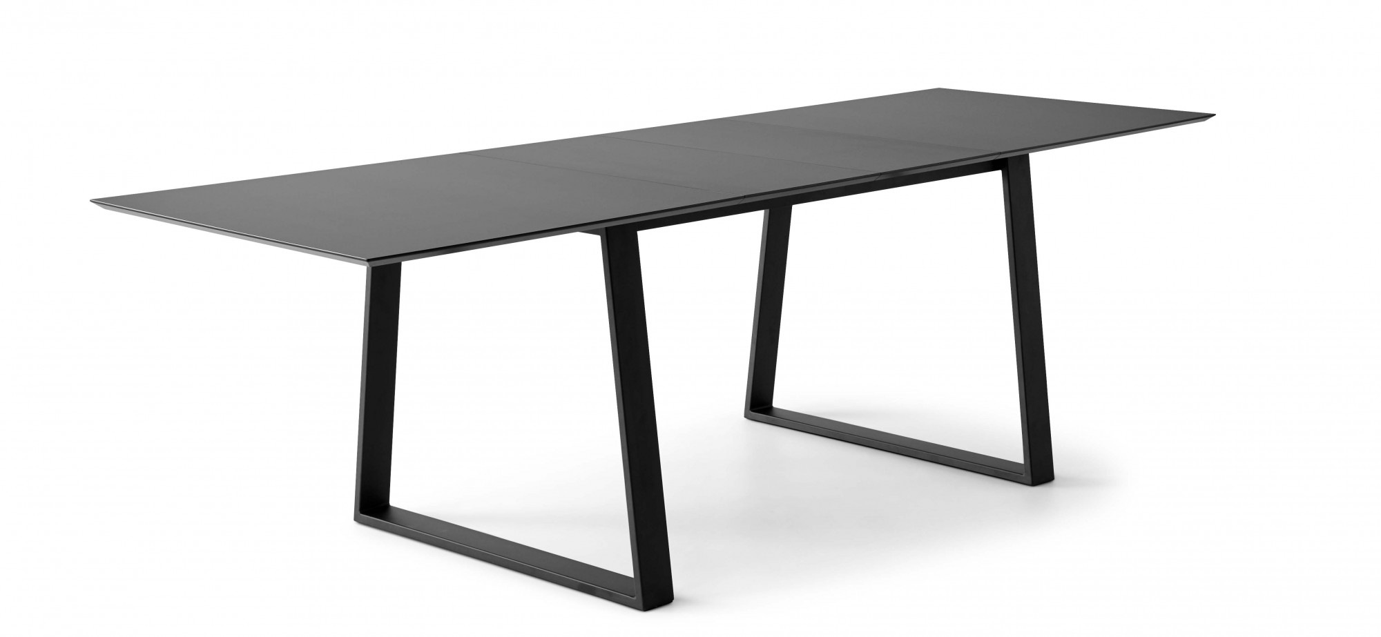 Hammel Furniture Esstisch »Meza Designtisch mit Auszugsfunktion und 2 Einlegeplatten«, (1 St.), rechteckige Tischplatte MDF, Trapez Metallgestell
