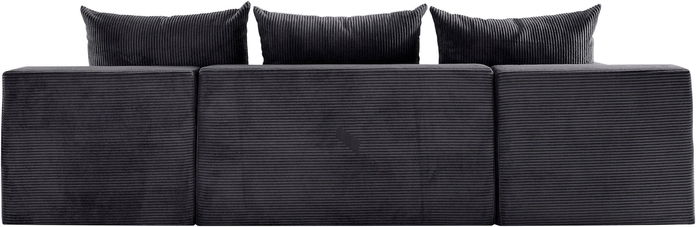 COLLECTION AB Wohnlandschaft »Josy U-Form, Breite 269 cm, Flachgewebe, Struktur, Cord & Cord/Mix«, (Cord-/Mix), inkl. Bettfunktion, Bettkasten, mit 3 gleich großen Rückenkissen