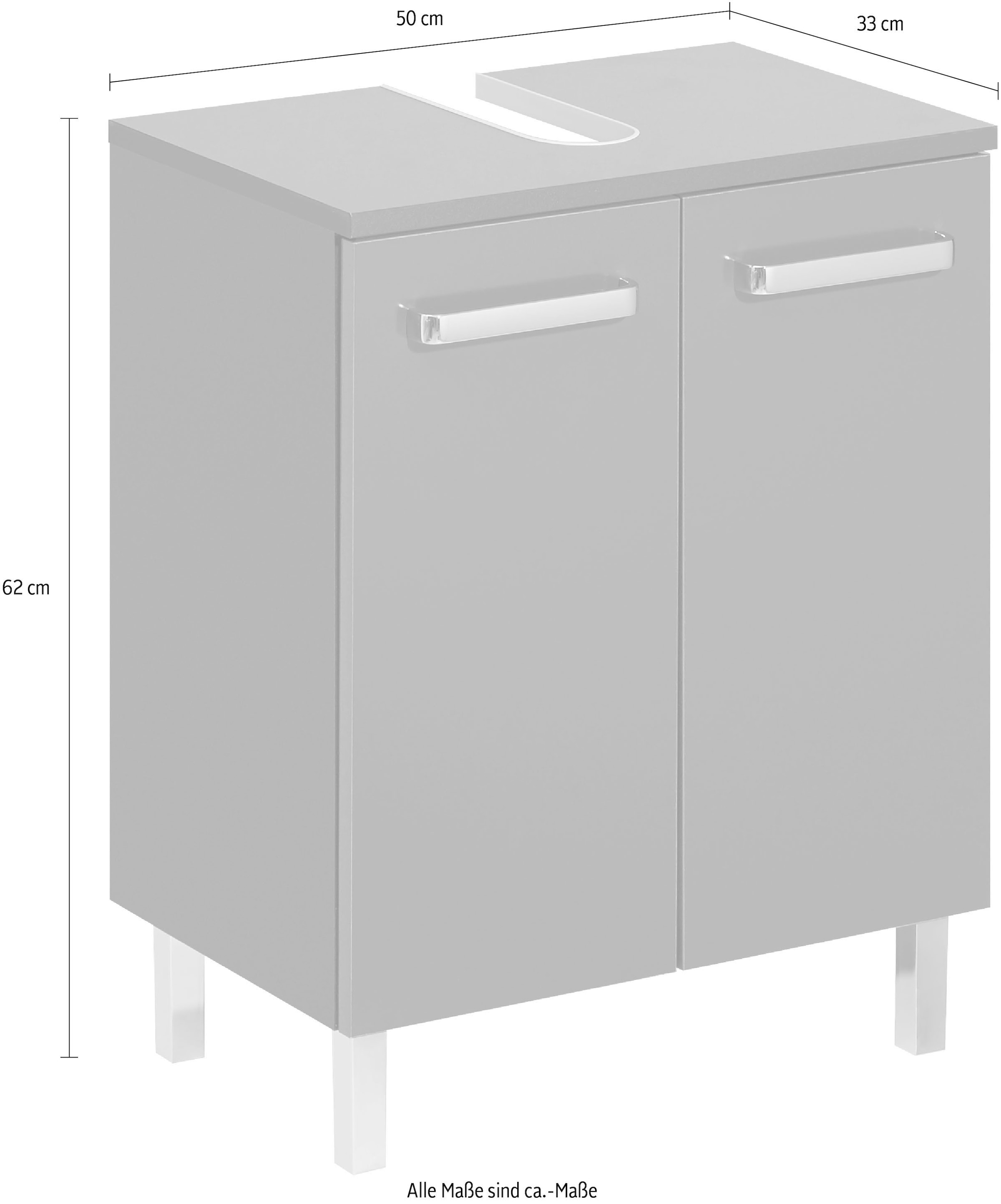 Saphir Waschbeckenunterschrank »Quickset Unterbeckenschrank mit 2 Türen, 50 cm breit, ohne Waschbecken«, Waschbeckenschrank inkl. Türdämpfer, Griffe in Chrom Glanz