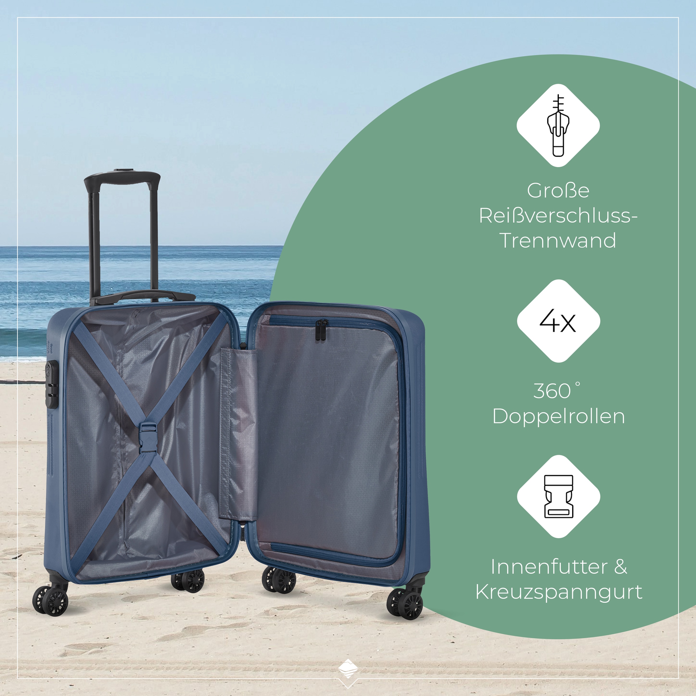 travelite Trolleyset »BALI 4w L/M/S«, (Set, 3 tlg., Hartschalen Trolley Set), Kofferset Reisegepäck Reisekoffer Hartschallenkoffer TSA Schloss