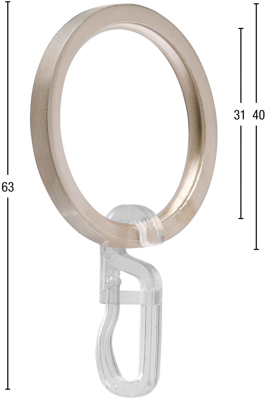 GARESA Gardinenring »Ring mit Haken«, (20 St.), für Durchmesser bis 20mm,  Aluminium, einfache Montage auf Rechnung kaufen