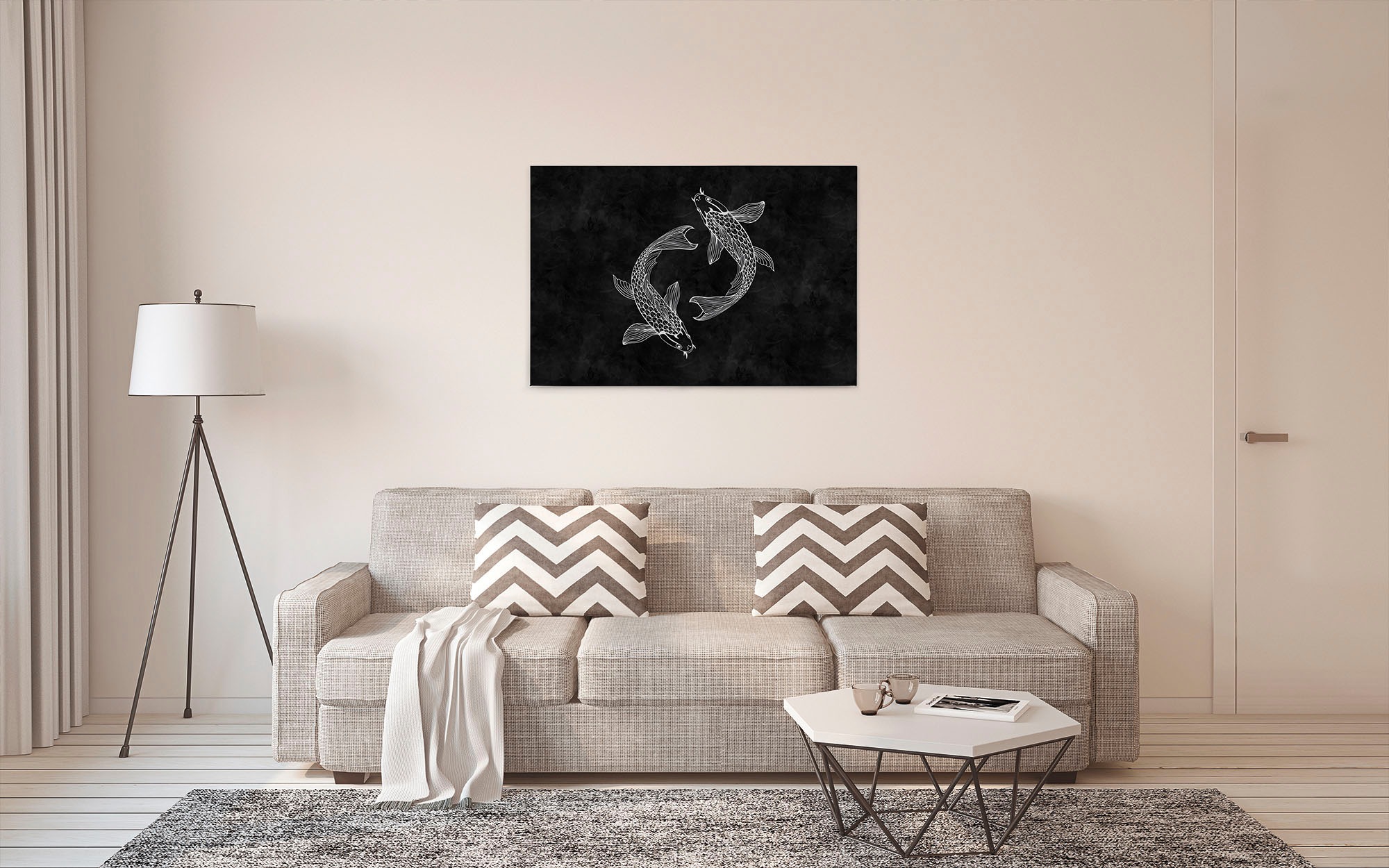 A.S. Création Leinwandbild »blackboard 5«, Kunst-Gemälde-Kinder, (1 St.), Schwarz-Weiß Fische Keilrahmen Tafel Leinwand-Bild Wohnzimmer modern