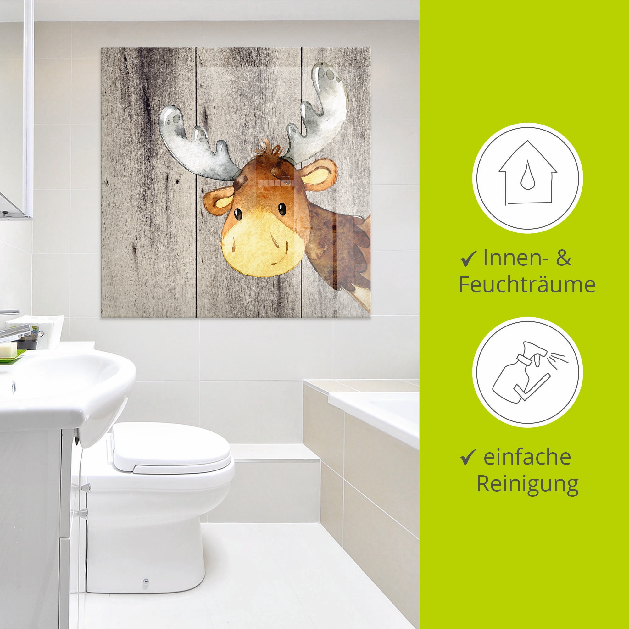Artland Glasbild »Waldland Freunde - Hirsch«, Tiere, (1 St.), in verschiedenen Größen