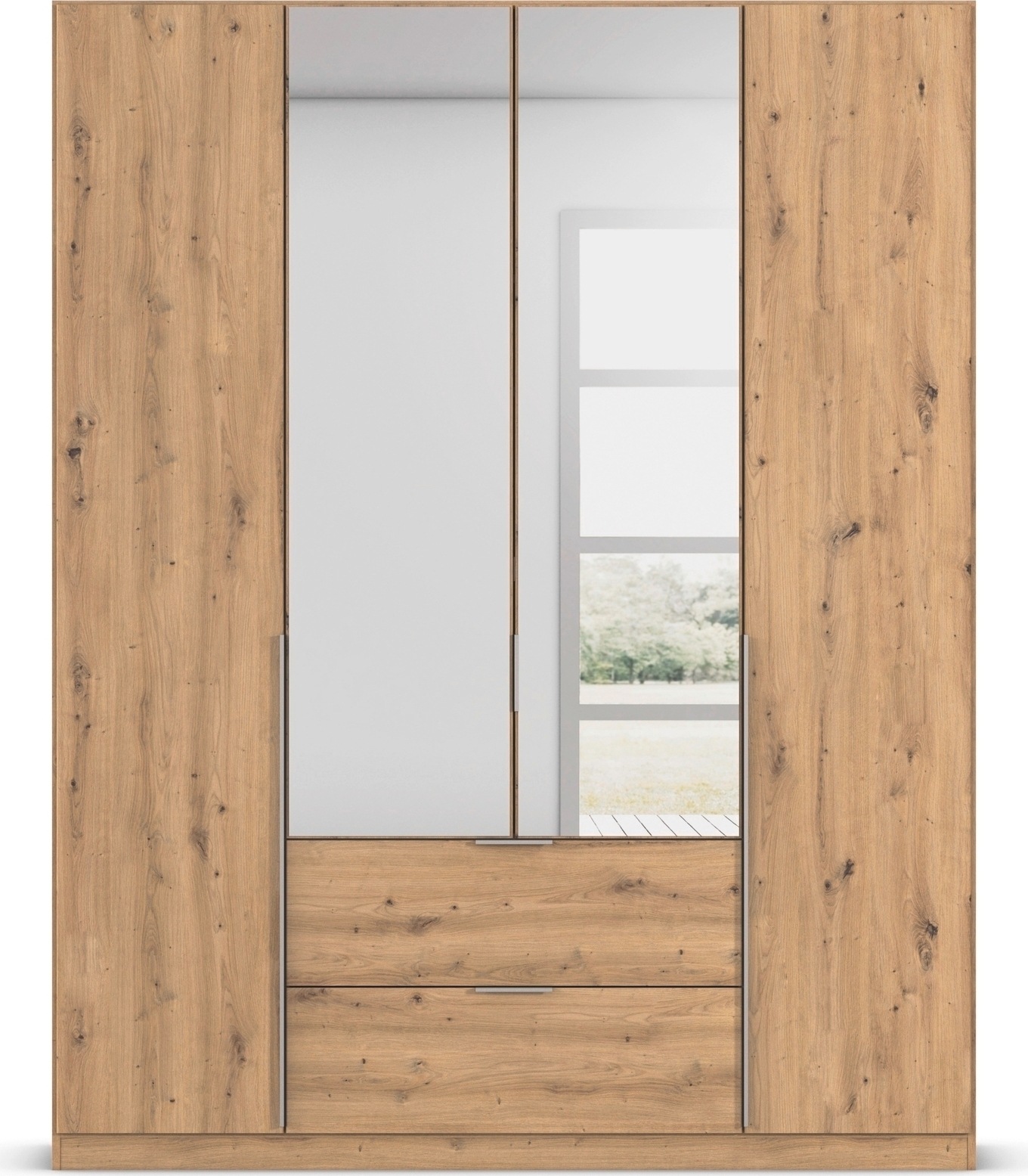 rauch Drehtürenschrank »Kleiderschrank Schrank Garderobe AGORDO mit Dekor- oder Hochglanzfront«, (in zwei Griff-Farben mit Dekor- oder Hochglanzfront), mit Außenschubkästen, in 6 Breiten und 2 Höhen MADE IN GERMANY
