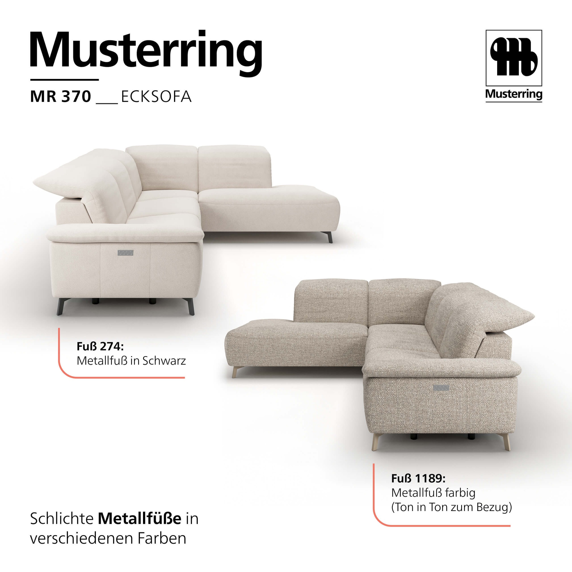 Musterring Ecksofa »MR 370, intelligenter Komfort im modernen Design« Optionale Relaxfunktion, flexible Kopfteile & klappbare Armlehnen
