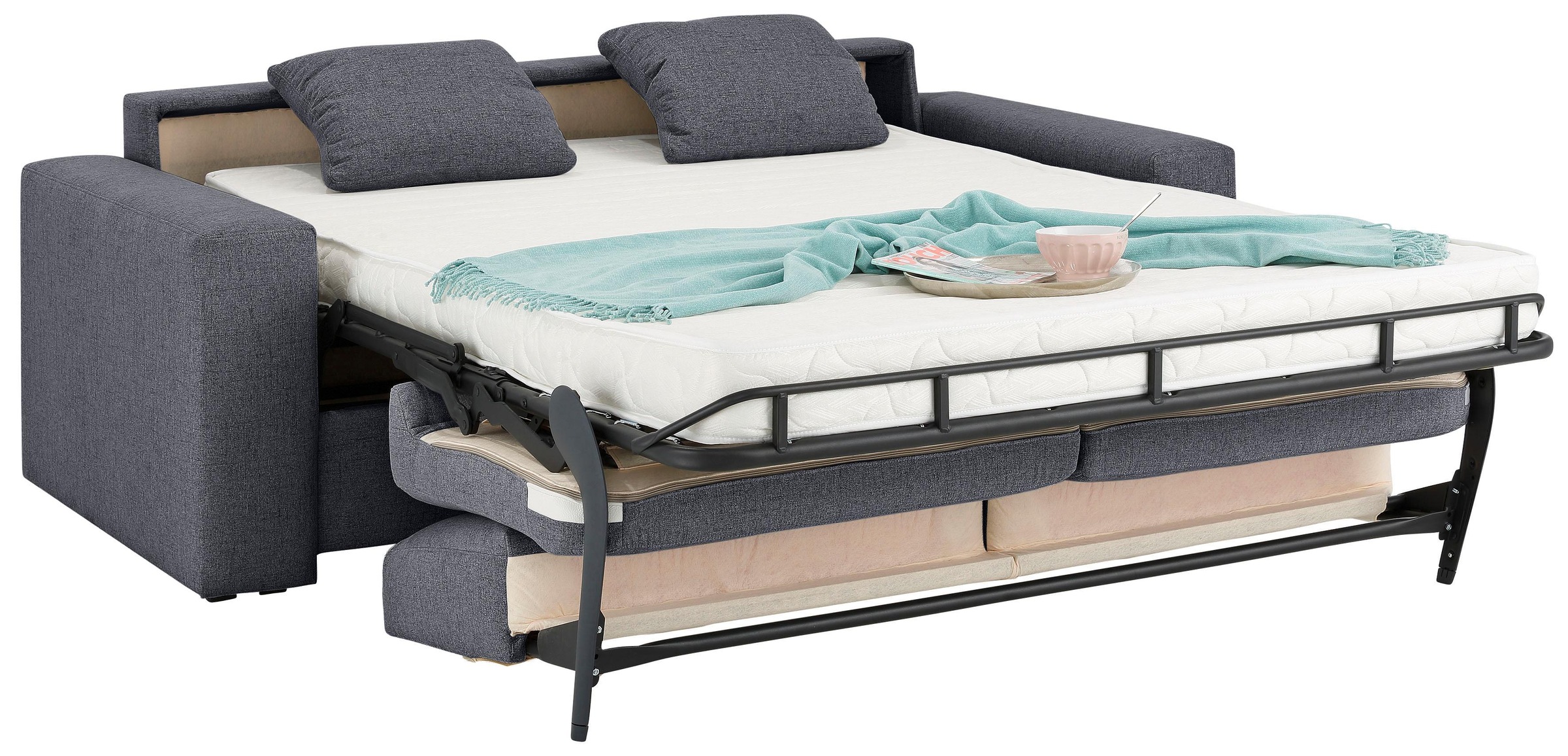 Home affaire Schlafsofa »Roma Matratzenhöhe 14 cm«, Dauerschlaffunktion, mit Unterfederung, Lattenrost, Matratze