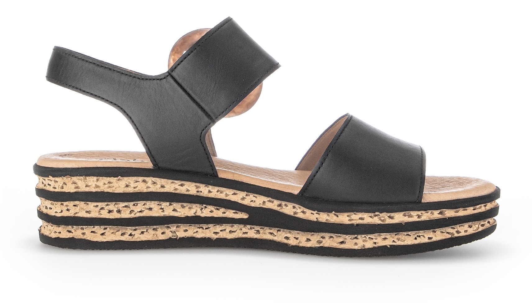 Gabor Keilsandalette  , Sommerschuh, Riemchensandale, Klettverschluss unter der Zierschnalle