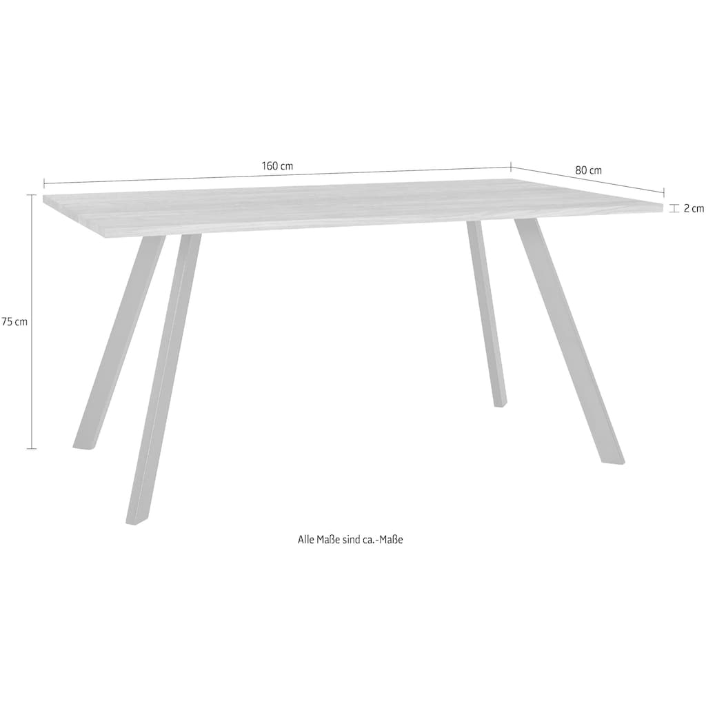 andas Esstisch, Tischplatte aus massiver Eiche, FSC®- Massivholz, Gestell aus Metall