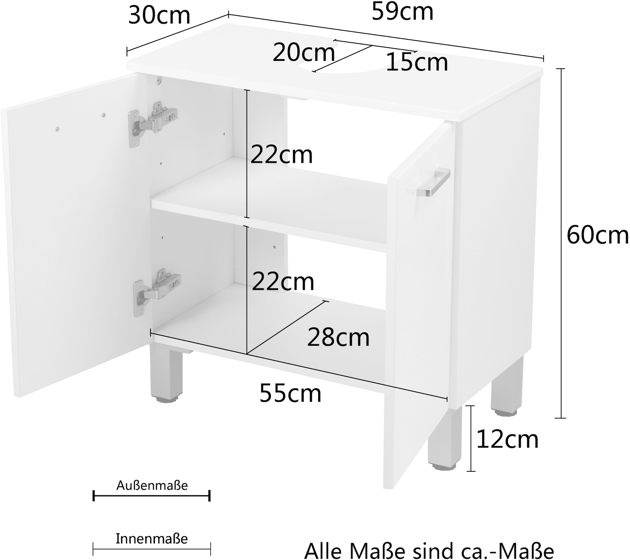 welltime Waschbeckenunterschrank »Florenz«, 2 Türen,Breite 60cm