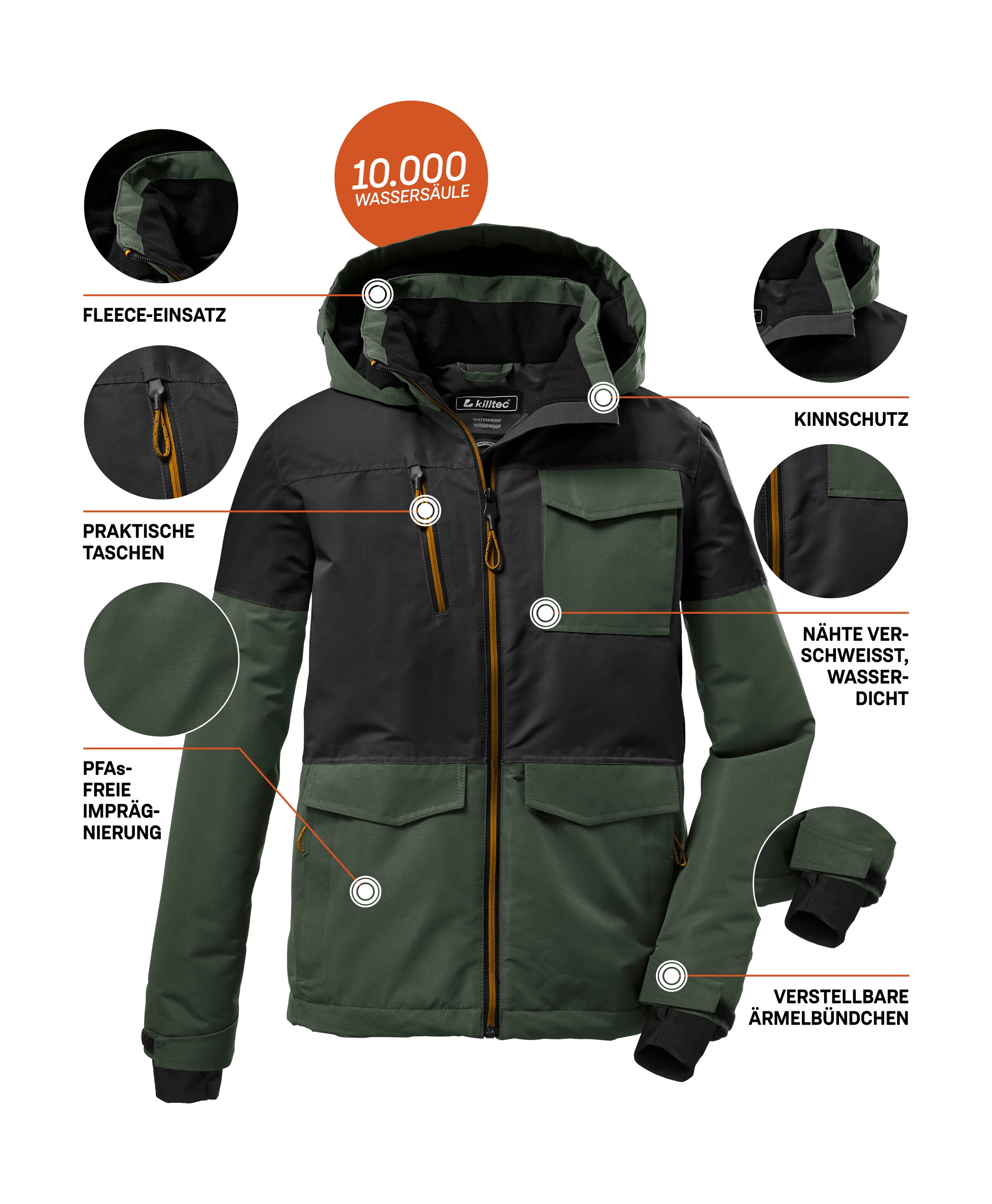 Killtec Outdoorjacke »KOW 29 BYS SKI JCKT«, Atmungsaktive, wasserdichte Jacke mit 10.000 mm Wassersäule