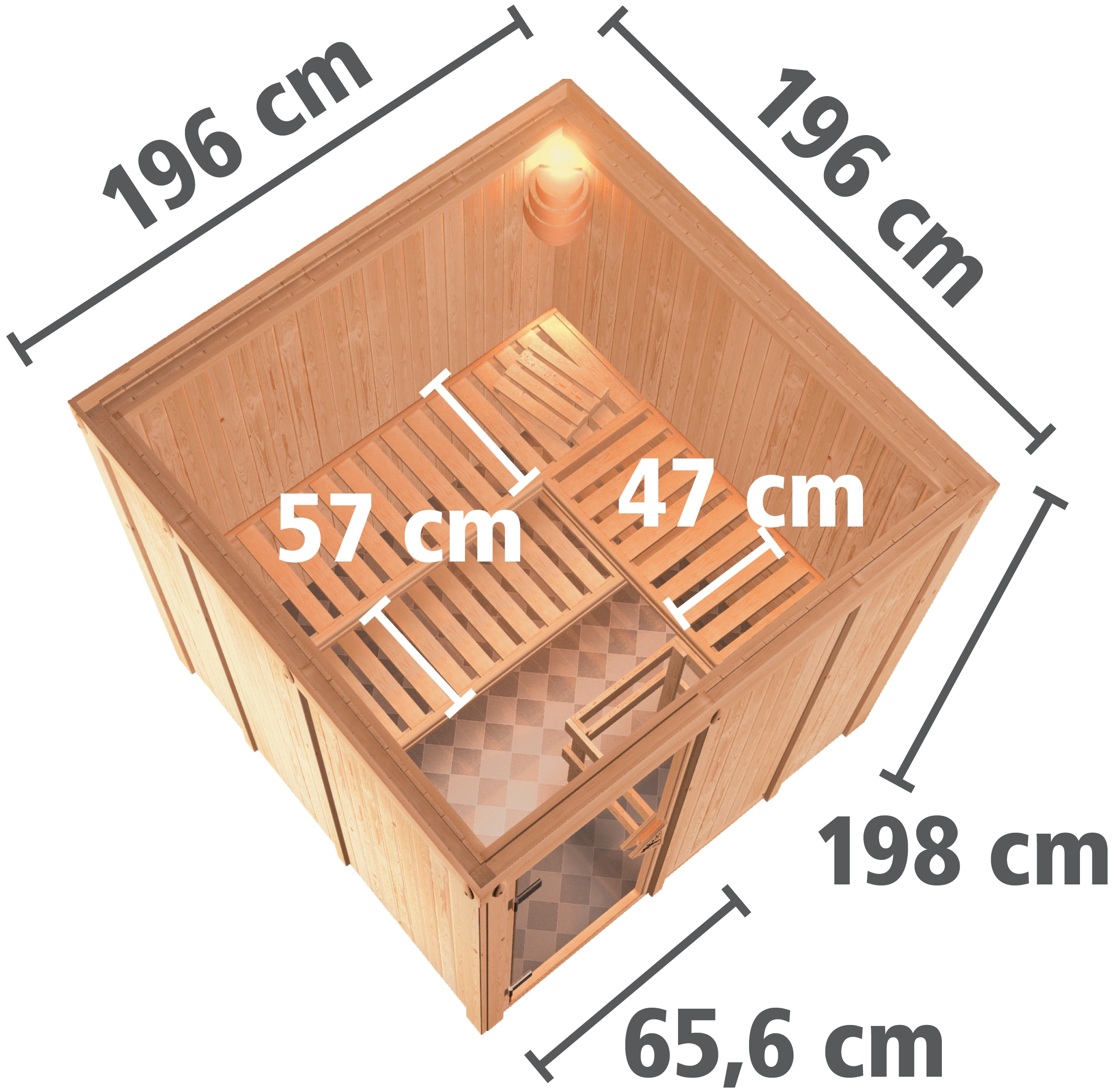 Karibu Sauna »Rodin« Set,  Ofen 9 kW Bio externe Strg easy