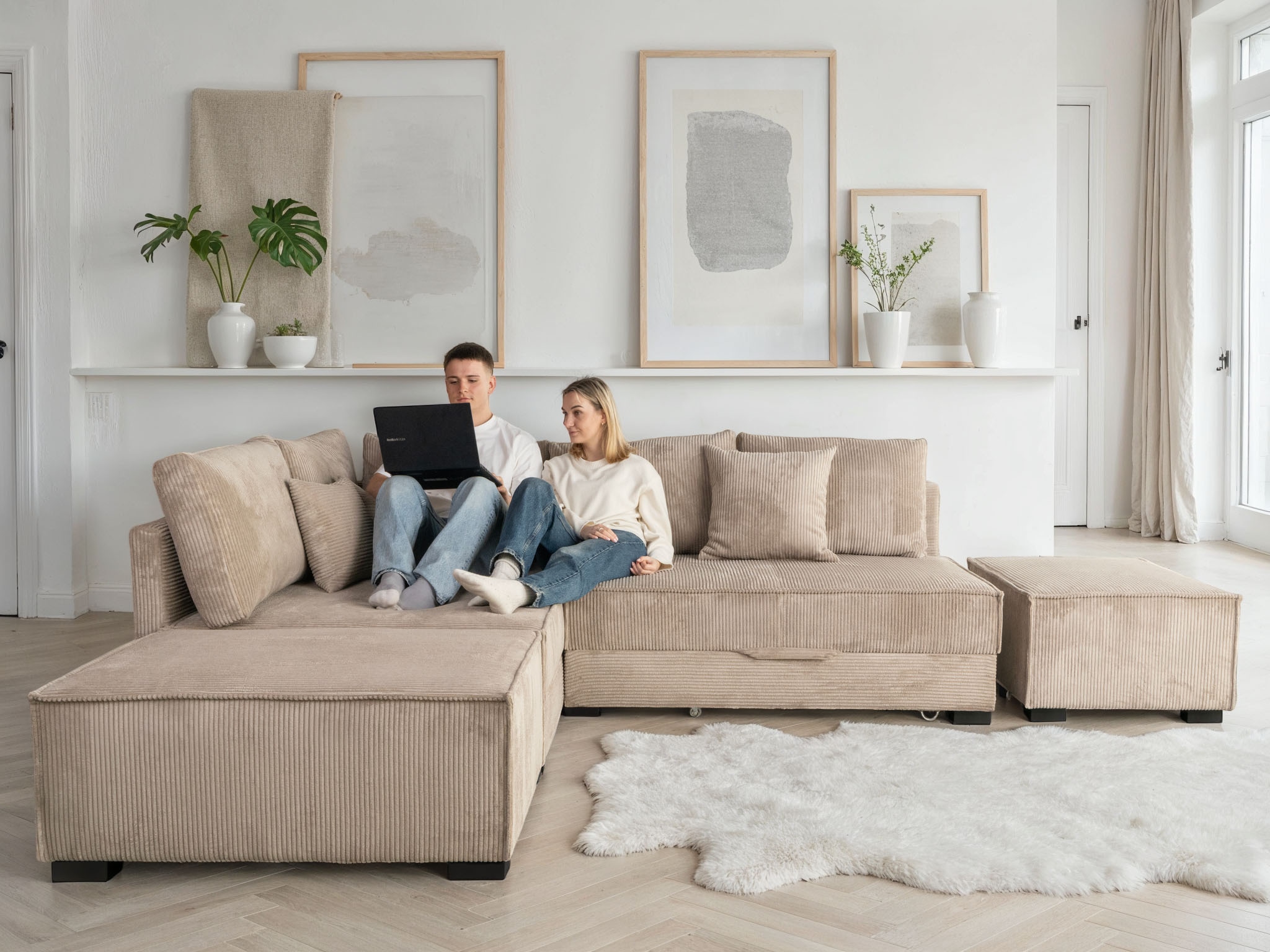 Home affaire Ecksofa inkl. Bettfunktion, Bettkasten, 3 Zierkissen, Boxsprin günstig online kaufen