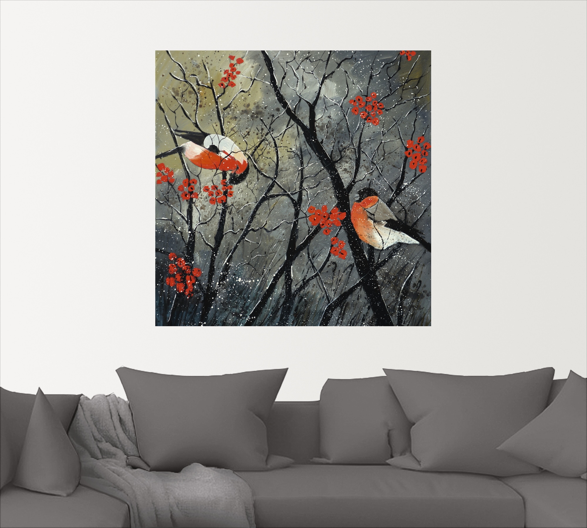 Artland Wandbild »rote Vögel im Winter«, Vögel, (1 St.), als Alubild, Outdoorbild, Leinwandbild, Wandaufkleber, versch. Größen