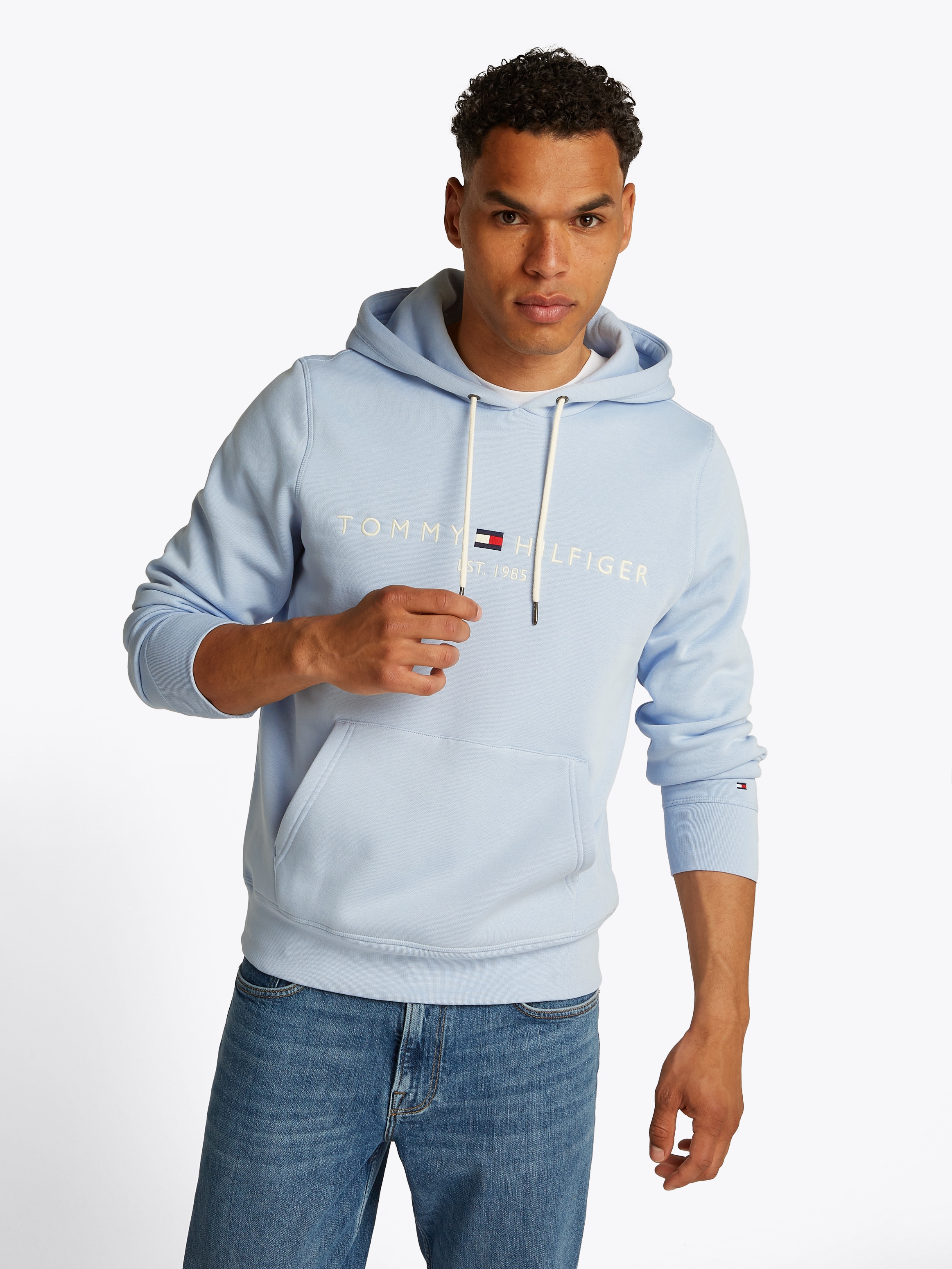Tommy Hilfiger Kapuzensweatshirt »TOMMY LOGO HOODY mit Kapuze und Kängurutasche«, unifarben, casual, regular fit, Baumwollmix, Kapuze