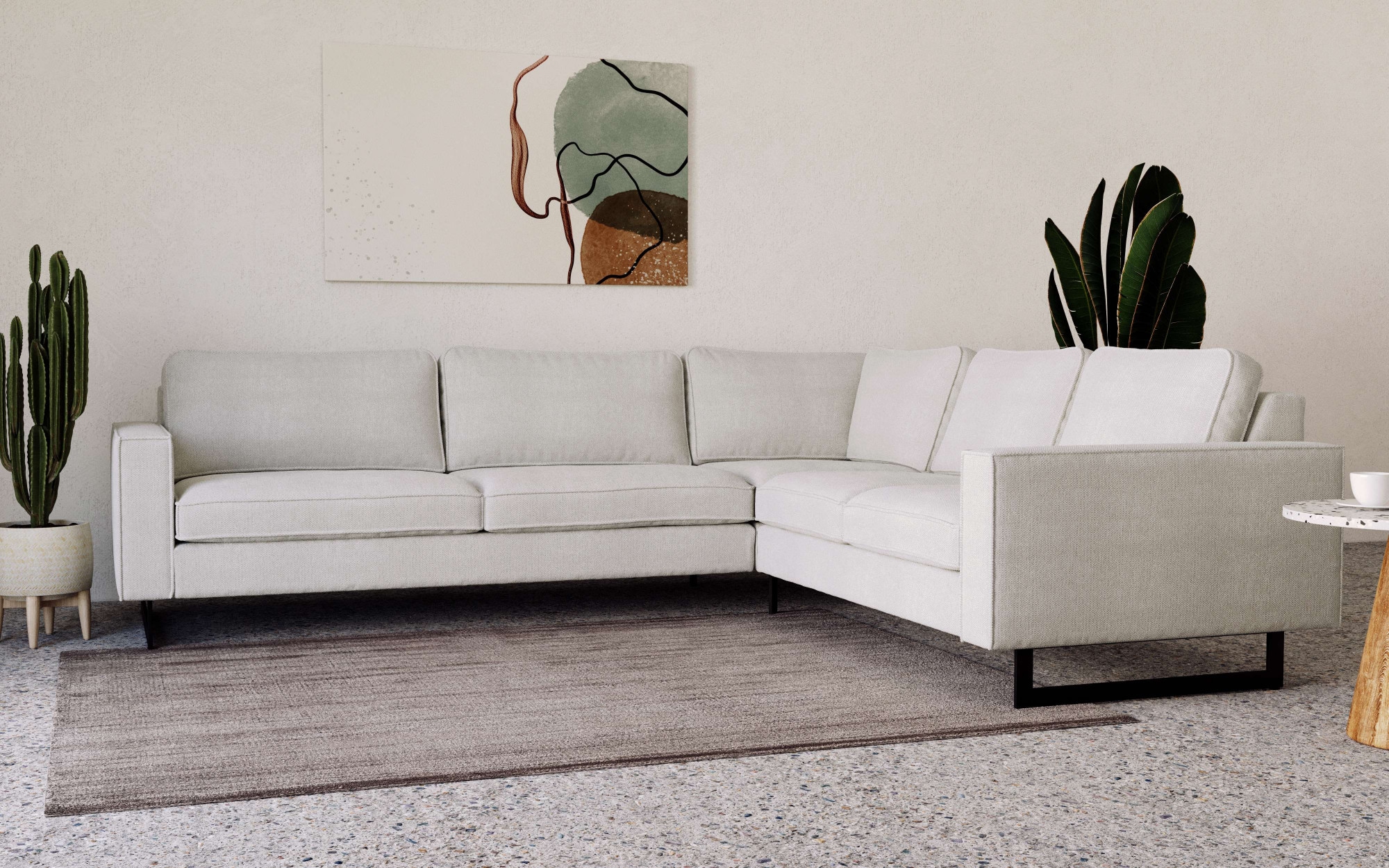 Places of Style Ecksofa »Pinto, 250/290 cm, langer Schenkel, XXL, Ottomane«, Cord, Feincord, Luxus-Microfaser Leder und Chenille