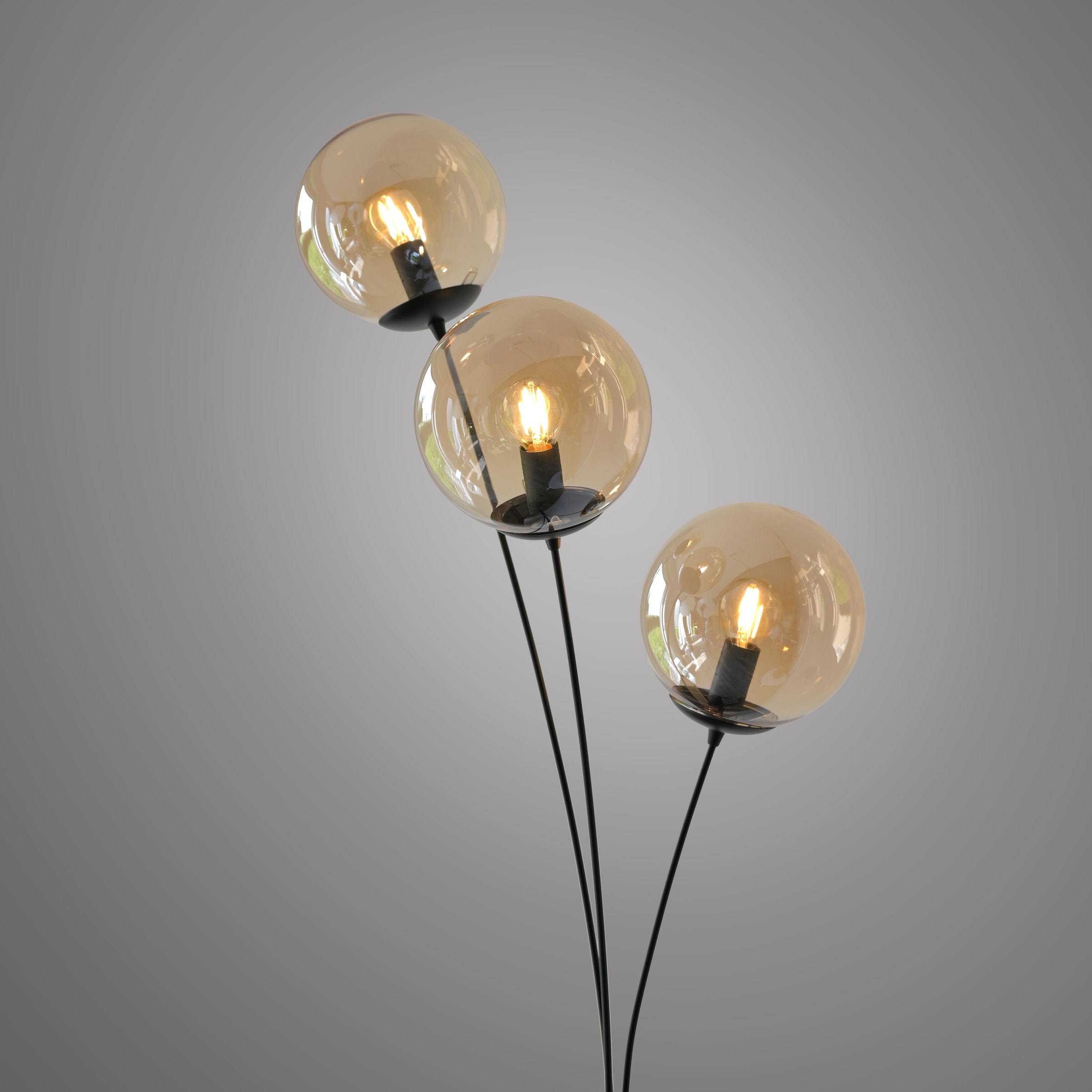 andas Stehlampe »Nymölla«, 3 flammig, Leuchtmittel E14 | ohne Leuchtmittel, Stehleuchte mit großen Glaskugeln amberfarben oder opal matt weiß