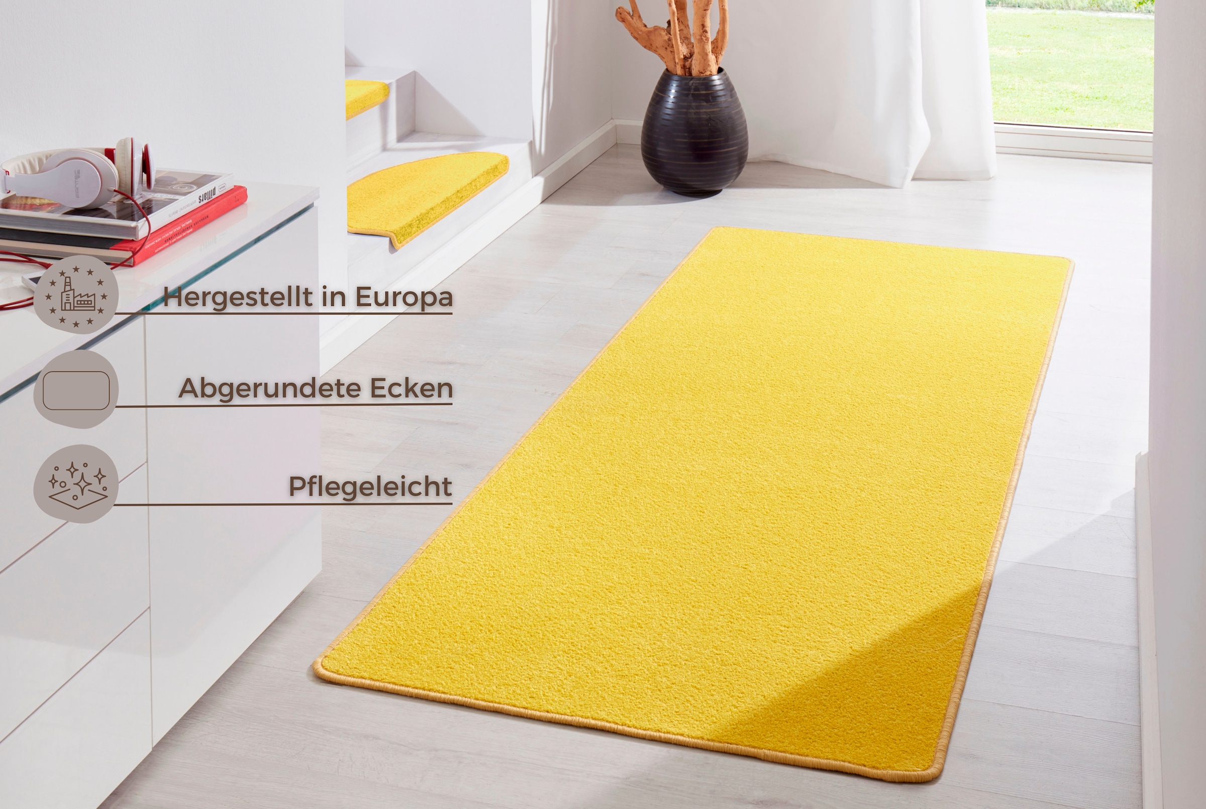 HANSE Home Teppich »Fancy«, rechteckig, 7 mm Höhe, Kurzflor, Läufer, uni, gekettelt, Wohnzimmer, Schlafzimmer, Esszimmer