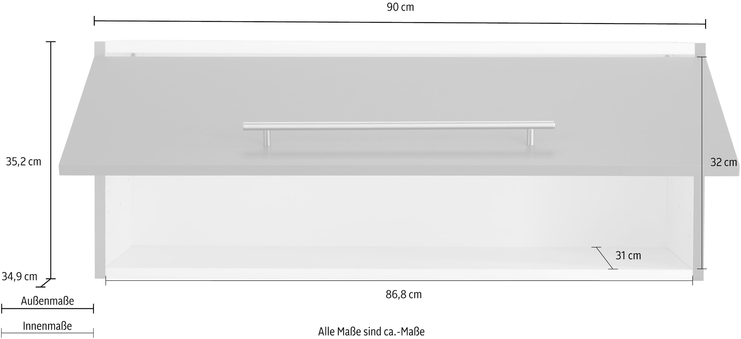 OPTIFIT Klapphängeschrank »Bern«, 90 Breite cm, bestellen Klappe, auf Raten mit Metallgriff 1