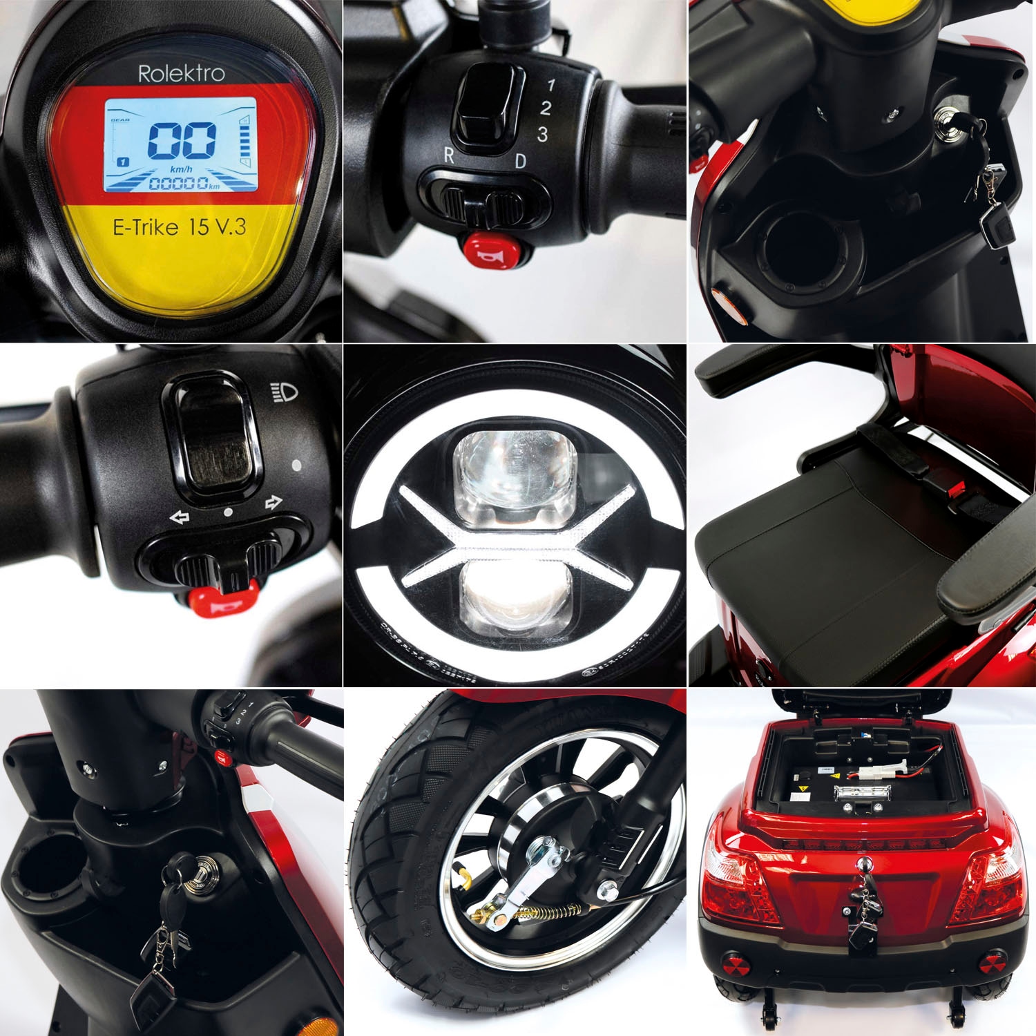 Rolektro Elektromobil »Rolektro E-Trike 15 V.3 Lithium«, (mit Topcase)
