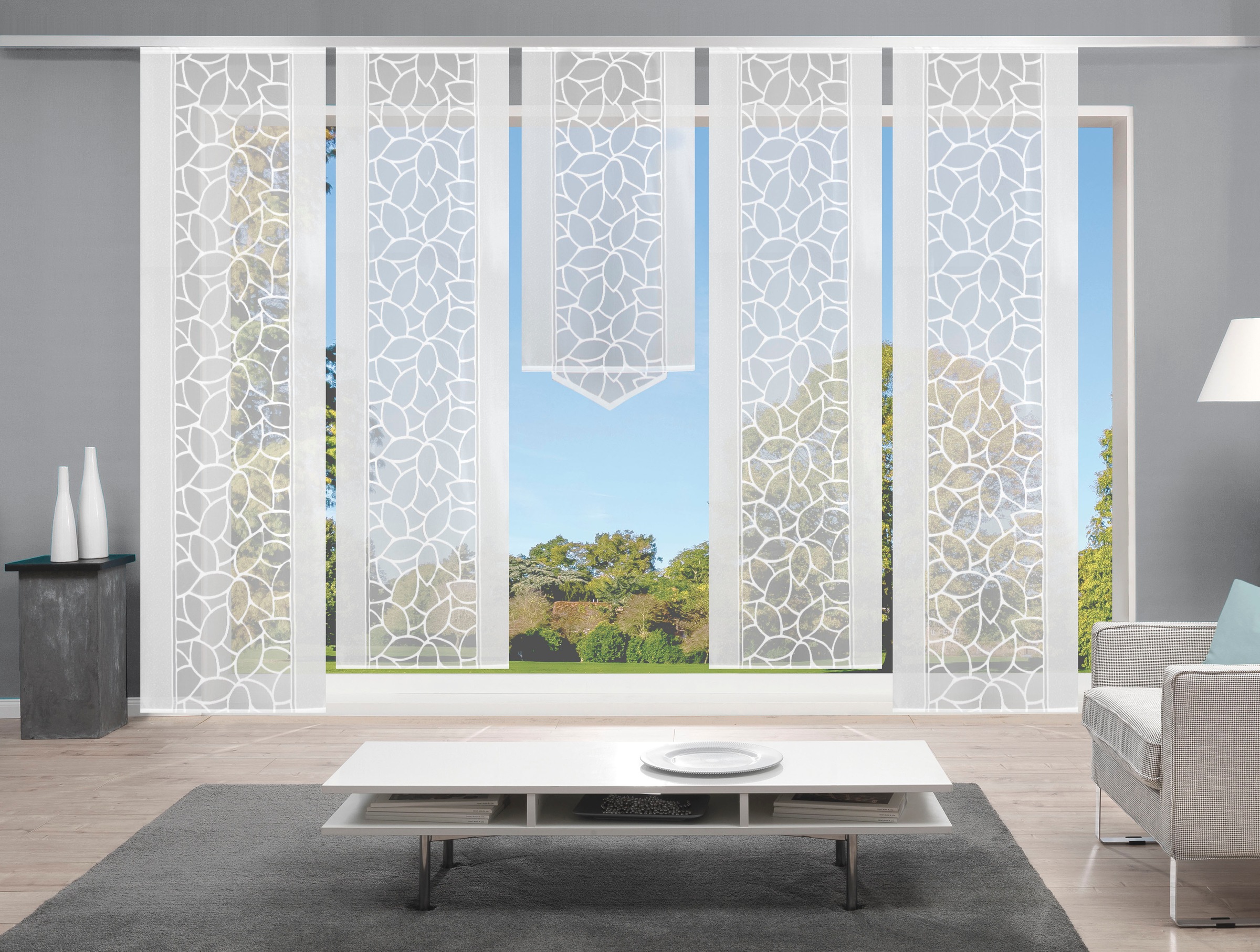 HOME WOHNIDEEN Schiebegardine »JENNA«, (5 St.), Schiebevorhang Jacquard Set günstig online kaufen