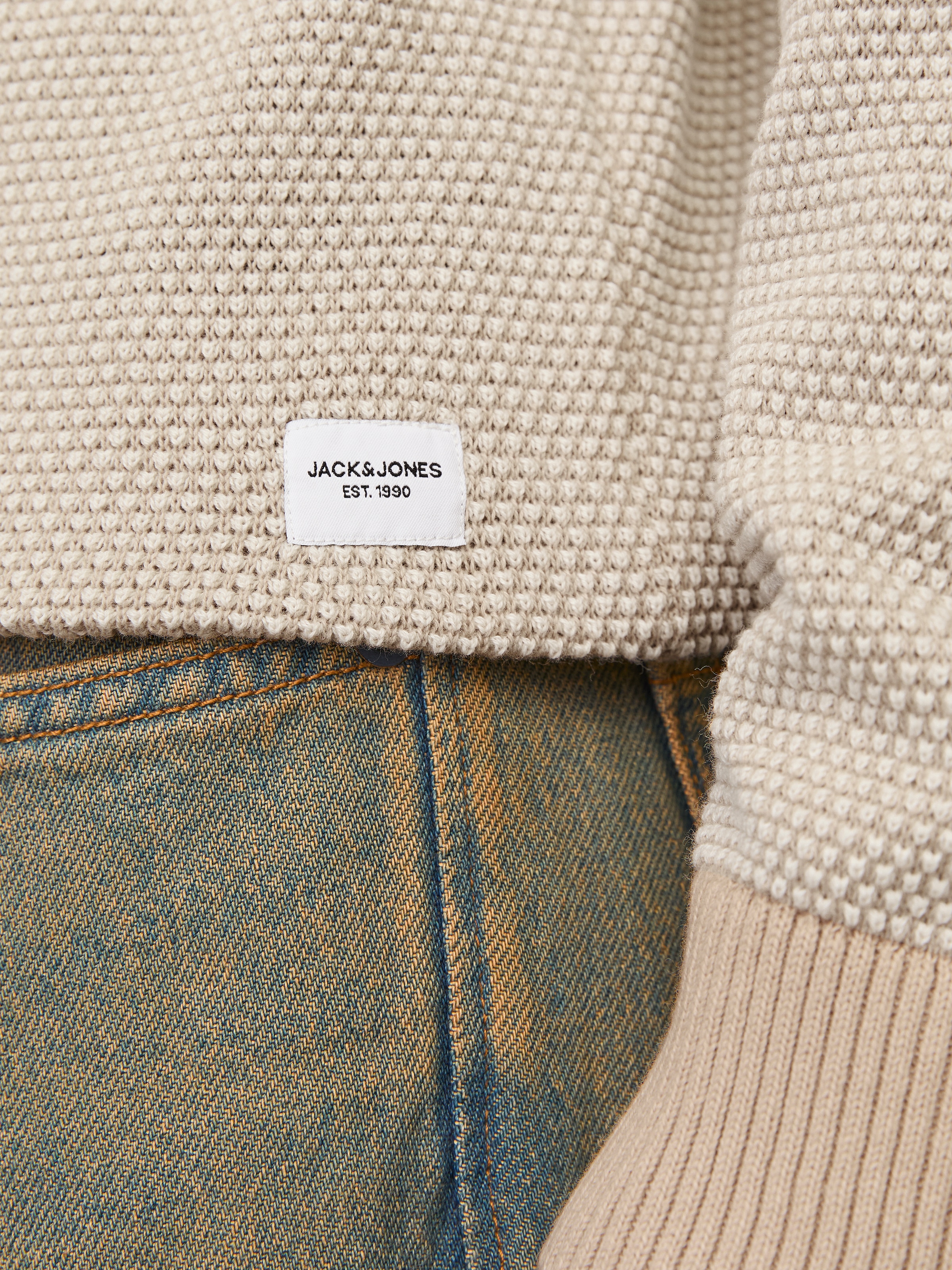 Jack & Jones Rundhalspullover »JJEGLOBE KNIT CREW NECK NOOS«, in Strick Optik