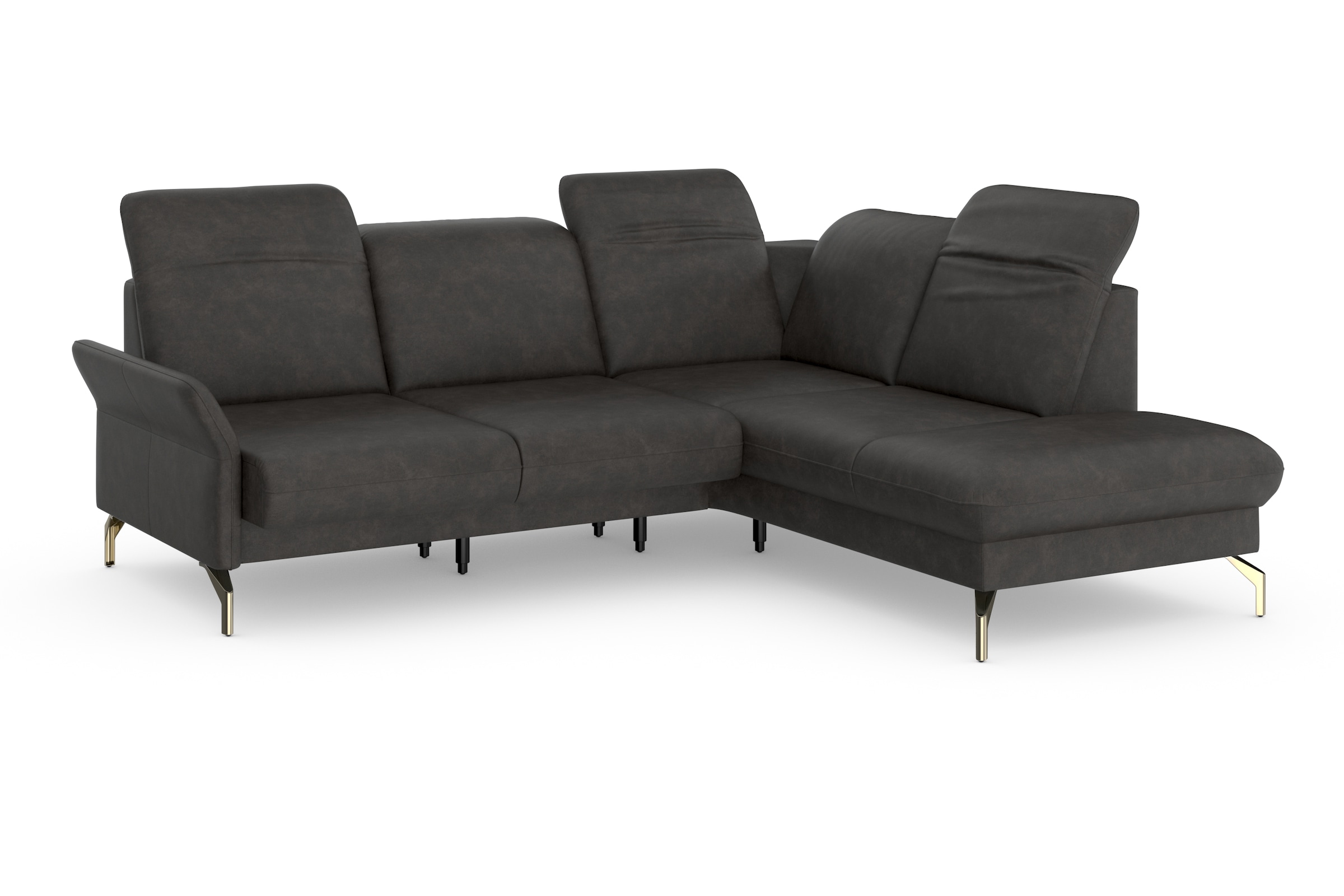sit&more Ecksofa »Fashion L-Form«, wahlweise mit Kopfteilverstellung, Vorziehsitz, motorisch, Nickelfüße