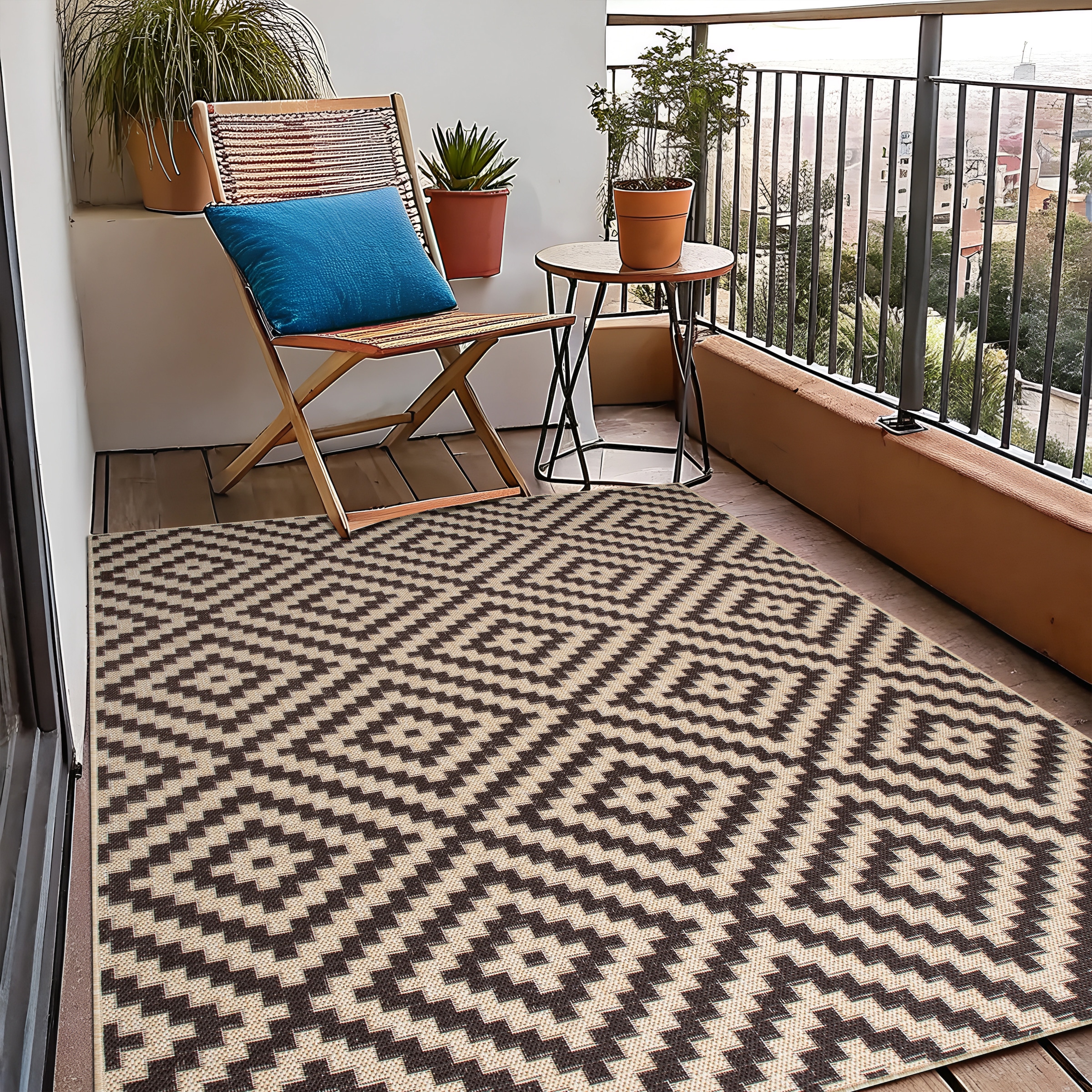 my home Teppich »Cordoba auch als Läufer erhältlich«, rechteckig, 3 mm Höhe, In- und Outdoor geeignet, Sisal-Optik, Wetterfest & UV-beständig, Boho